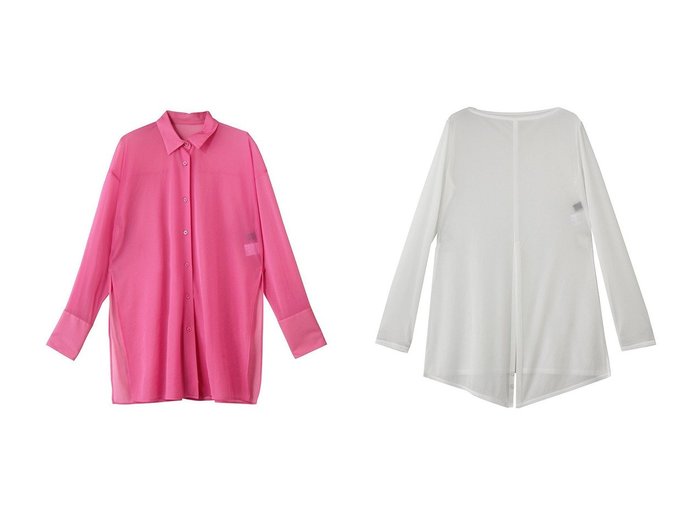 【軽やかなシアー感と上品な落ち感をまとうトリコットシフォンのロングシャツとカシュクールトップス】uncrave(アンクレイヴ)の通販
 おすすめ人気トレンドファッション通販アイテム 人気、トレンドファッション・服の通販 founy(ファニー) ファッション Fashion レディースファッション Fashion for Women トップス・カットソー Cut & Sew Tops シャツ・ブラウス・オフィスカジュアル Elegant Blouses & Button-Ups 2026年 2026 ギャザー Gathered, Ruffled シアー Sheer, See-Through シフォン Chiffon, Lightweight Fabric ストレッチ Stretch, Stretchy Fabric スリット Slit, Slit Detail スリーブ Sleeve, Long Sleeve / Short Sleeve ロング Long, Long-Length エレガント 上品 Elegant 夏 Summer 春 Spring S/S・春夏 SS, Spring/Summer, Warm Season |ID:crp329100000226869