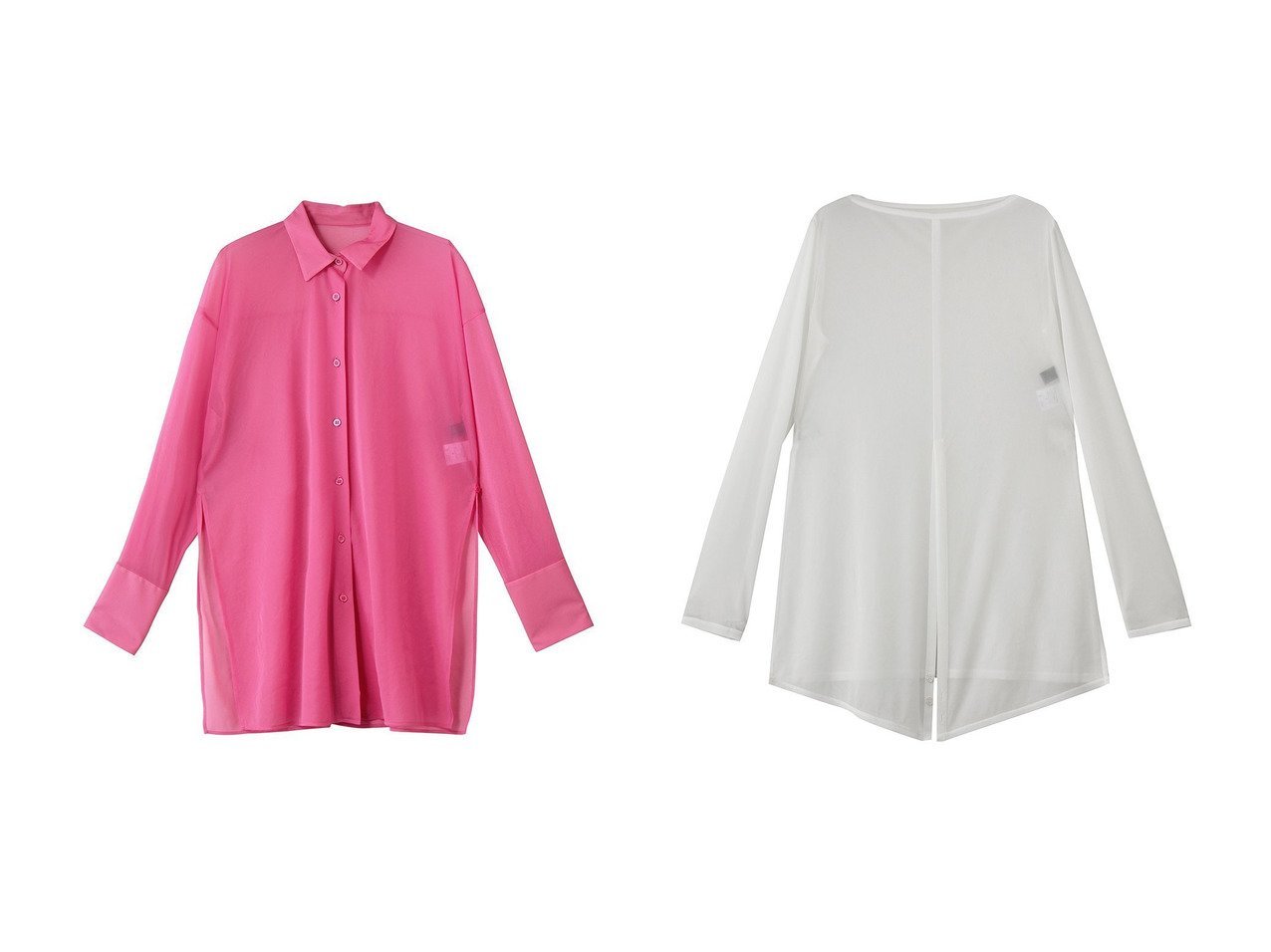 【軽やかなシアー感と上品な落ち感をまとうトリコットシフォンのロングシャツとカシュクールトップス】uncrave(アンクレイヴ)の通販
 おすすめ人気トレンドファッション通販アイテム インテリア・キッズ・メンズ・レディースファッション・服の通販 founy(ファニー) 　ファッション　Fashion　レディースファッション　Fashion for Women　トップス・カットソー　Cut & Sew Tops　シャツ・ブラウス・オフィスカジュアル　Elegant Blouses & Button-Ups　2026年　2026　ギャザー　Gathered, Ruffled　シアー　Sheer, See-Through　シフォン　Chiffon, Lightweight Fabric　ストレッチ　Stretch, Stretchy Fabric　スリット　Slit, Slit Detail　スリーブ　Sleeve, Long Sleeve / Short Sleeve　ロング　Long, Long-Length　エレガント 上品　Elegant　夏　Summer　春　Spring　S/S・春夏　SS, Spring/Summer, Warm Season　レッド系　Red　ブルー系　Blue　ブラック系　Black　|ID:crp329100000226869