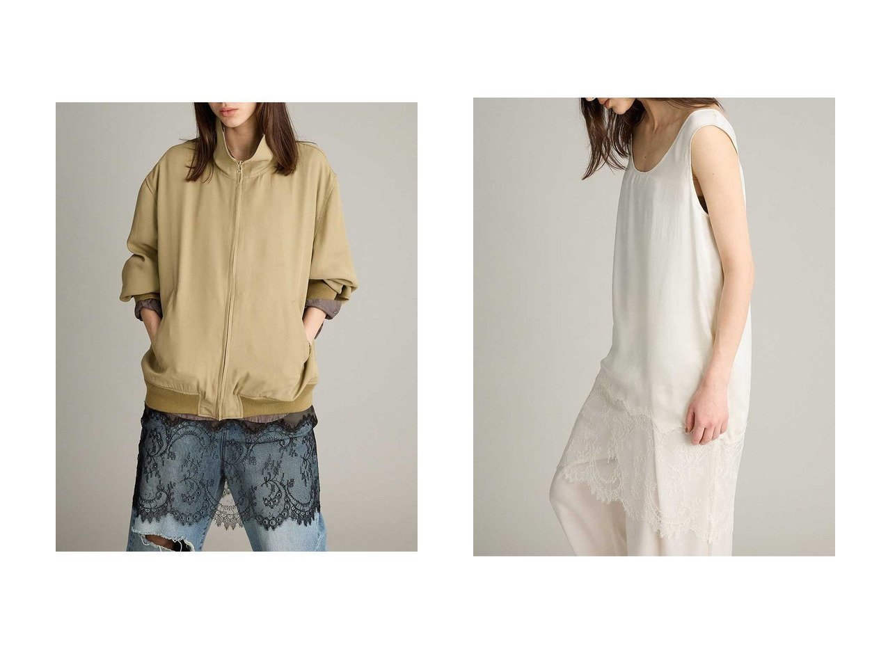 【上品な落ち感が魅力のトリコスタンドブルゾンと繊細なレースが映えるドレス】BRILL(ブリル)の通販
 おすすめ人気トレンドファッション通販アイテム インテリア・キッズ・メンズ・レディースファッション・服の通販 founy(ファニー) 　ファッション　Fashion　レディースファッション　Fashion for Women　アウター　Coat / Outerwear Collection　レディースジャケット・軽アウター　Jackets　ブルゾンジャケット・スポーティアウター　Blouson Jackets　ワンピース　Dresses　フォーマル・パーティードレス・結婚式用ドレス　Elegant & Casual Dresses　チュニック　Tunic Tops & Dresses　2026年　2026　ジップ　Zip, Zipper　ジャケット　Jacket, Outerwear　スタンド　Stand Collar, Upright Stand　ツイル　Twist, Twisted Detail　ブルゾン　Blouson, Bomber Jacket　エレガント 上品　Elegant　夏　Summer　春　Spring　S/S・春夏　SS, Spring/Summer, Warm Season　ベージュ系　Beige　ホワイト系　White　|ID:crp329100000226871