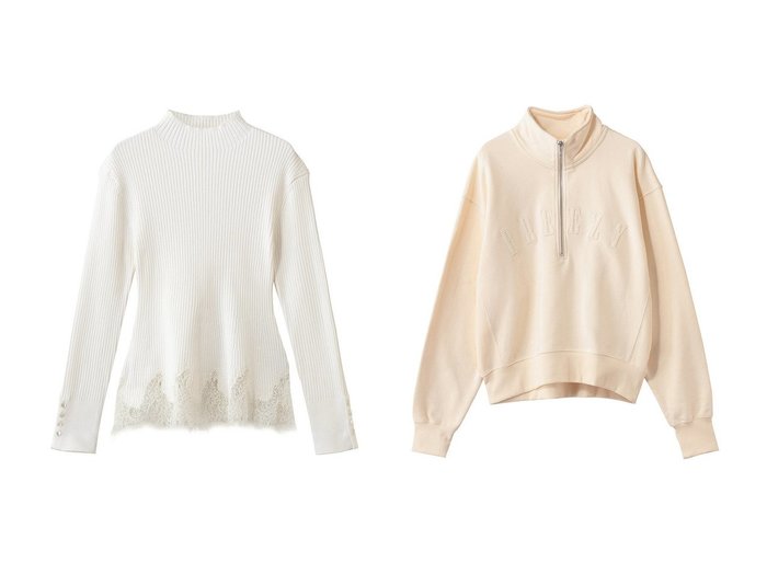 【レースが映えるフェミニンなリブプルオーバーと刺繍がアクセントのハーフジッププルオーバー】allureville(アルアバイル)の通販
 おすすめ人気トレンドファッション通販アイテム 人気、トレンドファッション・服の通販 founy(ファニー) ファッション Fashion レディースファッション Fashion for Women トップス・カットソー Cut & Sew Tops ニット Knit Tops & Sweaters カジュアルプルオーバー・ニットトップス Pullovers & Knit Tops / Casual Pullovers シャツ・ブラウス・オフィスカジュアル Elegant Blouses & Button-Ups レディースパーカー・カジュアルフーディー Casual Hoodies & Sweatshirts ロングTシャツ・Tシャツ Longline T-Shirts & Tees スウェット・クルーネックトップス Sweatshirts & Crewnecks / Relaxed Fit Sweat Tops カットソー・ベーシックTシャツ Cut-and-Sewn Tops / Stretch Tees & Basics 2026年 2026 おすすめ Recommended / Our Picks エレガント 上品 Elegant セットアップ Set-Up, Coordinated Outfit ドッキング Docking, Mixed Material フェミニン Feminine, Girly ペプラム Peplum, Flared Hem モックネック Mock Neck, Short Turtleneck レース Lace, Lace Fabric 夏 Summer 春 Spring S/S・春夏 SS, Spring/Summer, Warm Season |ID:crp329100000226873