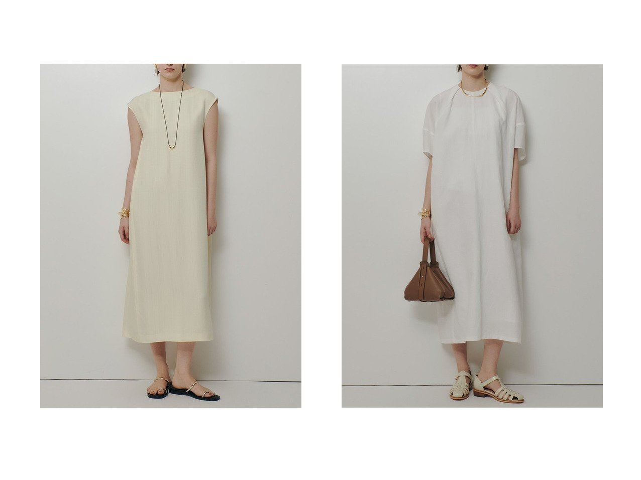 【上品な光沢とバックシャンが映えるヴィスコースワンピースと涼やかな素材感が魅力のリネンラミーコクーンワンピース】allureville(アルアバイル)の通販
 おすすめ人気トレンドファッション通販アイテム インテリア・キッズ・メンズ・レディースファッション・服の通販 founy(ファニー) 　ファッション　Fashion　レディースファッション　Fashion for Women　ワンピース　Dresses　チュニック　Tunic Tops & Dresses　2026年　2026　サテン　Satin, Glossy Fabric　チュニック　Tunic, Long Top　フロント　Front, Front Design　ロング　Long, Long-Length　エレガント 上品　Elegant　夏　Summer　春　Spring　S/S・春夏　SS, Spring/Summer, Warm Season　無地　Plain, Solid Color　イエロー系　Yellow　ホワイト系　White　|ID:crp329100000226874