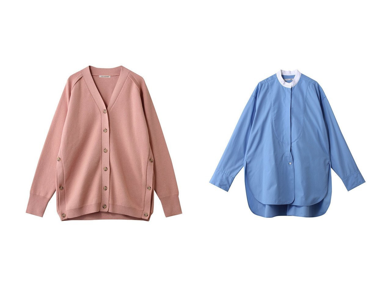 【着こなしの幅が広がるコットンカシミヤのセベラルウエーズニットカーディガンと端正な表情のスタンドカラーロングシャツ】DESIGN WORKS(デザイン ワークス)の通販
 おすすめ人気トレンドファッション通販アイテム インテリア・キッズ・メンズ・レディースファッション・服の通販 founy(ファニー) 　ファッション　Fashion　レディースファッション　Fashion for Women　トップス・カットソー　Cut & Sew Tops　ニット　Knit Tops & Sweaters　カーディガン・羽織り　Layered Style Cardigans　シャツ・ブラウス・オフィスカジュアル　Elegant Blouses & Button-Ups　2026年　2026　おすすめ　Recommended / Our Picks　なめらか　Smooth, Silky Texture　カットソー　Cut and Sewn Top　カーディガン　Cardigan, Knitwear　スリット　Slit, Slit Detail　ベスト　Vest, Waistcoat　夏　Summer　春　Spring　S/S・春夏　SS, Spring/Summer, Warm Season　スリーブ　Sleeve, Long Sleeve / Short Sleeve　ドレス　Dress, One-Piece　バランス　Balance, Style Balance　ロング　Long, Long-Length　羽織　Haori, Light Jacket　イエロー系　Yellow　レッド系　Red　グレー系　Gray　ホワイト系　White　ブルー系　Blue　|ID:crp329100000226878