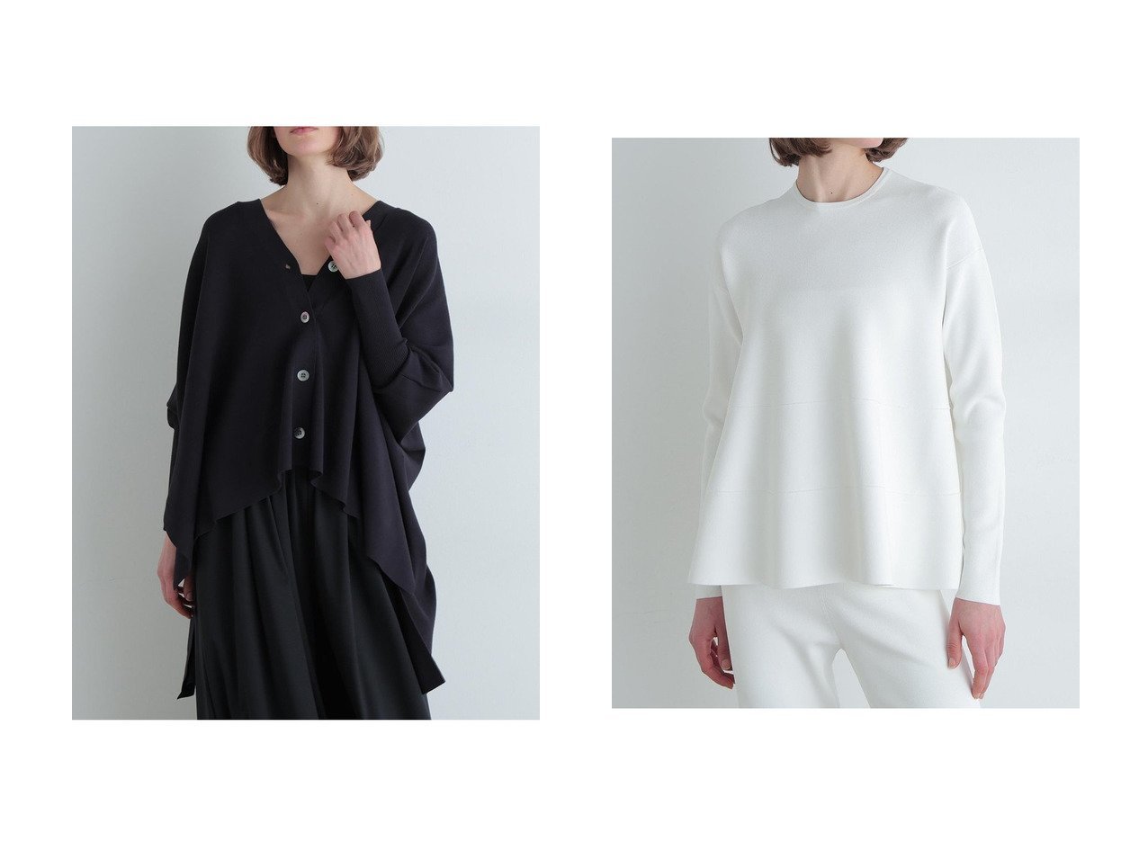 【モード感と快適さを備えたスクエアニットカーディガンと立体フレアが映えるVISニットプルオーバー】LE PHIL(ル フィル)の通販
 おすすめ人気トレンドファッション通販アイテム インテリア・キッズ・メンズ・レディースファッション・服の通販 founy(ファニー) 　ファッション　Fashion　レディースファッション　Fashion for Women　トップス・カットソー　Cut & Sew Tops　ニット　Knit Tops & Sweaters　カジュアルプルオーバー・ニットトップス　Pullovers & Knit Tops / Casual Pullovers　シンプル　Simple, Minimal　バランス　Balance, Style Balance　フレア　Flare, Flared　エレガント 上品　Elegant　新作・新入荷　New Arrivals / New In　ブラック系　Black　ホワイト系　White　ブルー系　Blue　|ID:crp329100000226881