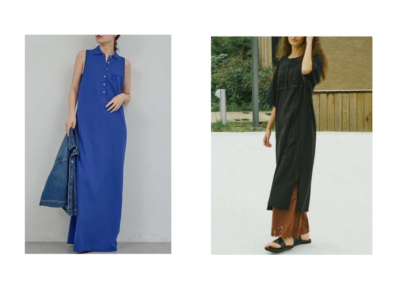 【立体刺しゅうが映えるレースパッチワークワンピースと知的なムードを纏うカノコポロワンピース】GALLARDAGALANTE(ガリャルダガランテ)の通販
 おすすめ人気トレンドファッション通販アイテム インテリア・キッズ・メンズ・レディースファッション・服の通販 founy(ファニー) 　ファッション　Fashion　レディースファッション　Fashion for Women　ワンピース　Dresses　チュニック　Tunic Tops & Dresses　2026年　2026　インド　Indian Textile　ジップ　Zip, Zipper　チュニック　Tunic, Long Top　リラックス　Relax, Relaxed Fit　ロング　Long, Long-Length　夏　Summer　春　Spring　S/S・春夏　SS, Spring/Summer, Warm Season　ブラック系　Black　グリーン系　Green　ブルー系　Blue　|ID:crp329100000226883