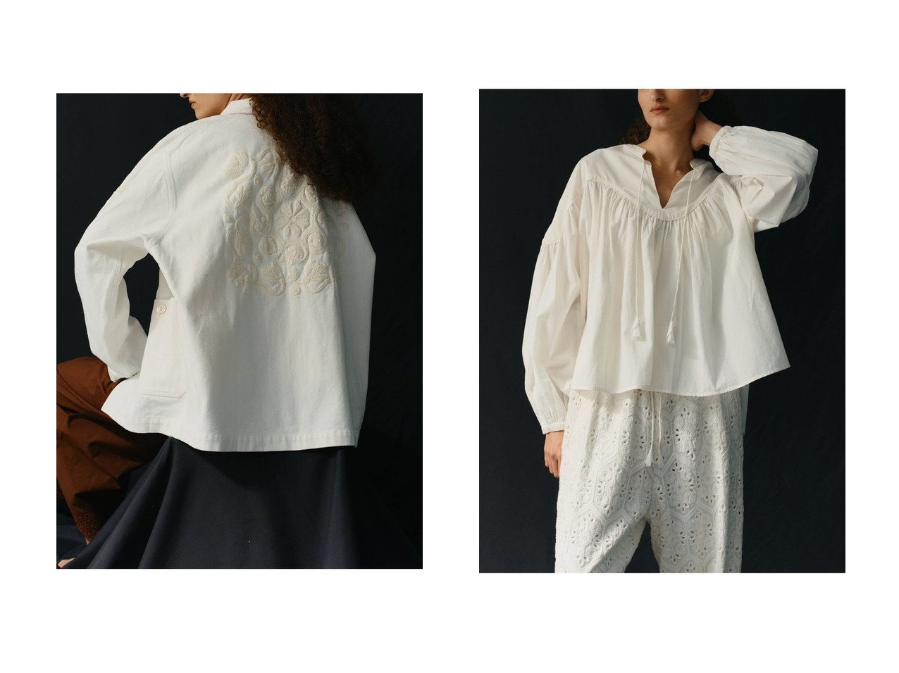 【自然体で着こなせるギャザースキッパーブラウスと刺しゅうが映えるエンブロイダリージャケット】GALLARDAGALANTE(ガリャルダガランテ)の通販
 おすすめ人気トレンドファッション通販アイテム インテリア・キッズ・メンズ・レディースファッション・服の通販 founy(ファニー) 　ファッション　Fashion　レディースファッション　Fashion for Women　アウター　Coat / Outerwear Collection　レディースジャケット・軽アウター　Jackets　トップス・カットソー　Cut & Sew Tops　シャツ・ブラウス・オフィスカジュアル　Elegant Blouses & Button-Ups　2026年　2026　インナー　Innerwear　シンプル　Simple, Minimal　ジャケット　Jacket, Outerwear　夏　Summer　春　Spring　S/S・春夏　SS, Spring/Summer, Warm Season　ホワイト系　White　ブラック系　Black　ベージュ系　Beige　|ID:crp329100000226892