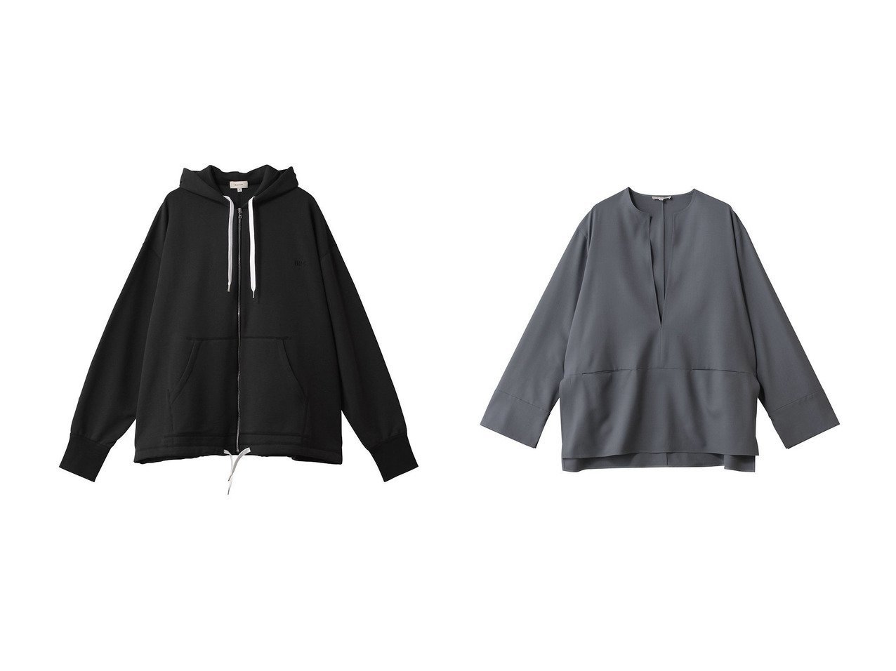 【シンプルで上品に着こなせるコットンジップパーカーと大人の表情を引き立てるスリットネックブラウス】BLAMINK(ブラミンク)の通販
 おすすめ人気トレンドファッション通販アイテム インテリア・キッズ・メンズ・レディースファッション・服の通販 founy(ファニー) 　ファッション　Fashion　レディースファッション　Fashion for Women　トップス・カットソー　Cut & Sew Tops　シャツ・ブラウス・オフィスカジュアル　Elegant Blouses & Button-Ups　レディースパーカー・カジュアルフーディー　Casual Hoodies & Sweatshirts　ロングTシャツ・Tシャツ　Longline T-Shirts & Tees　スウェット・クルーネックトップス　Sweatshirts & Crewnecks / Relaxed Fit Sweat Tops　カットソー・ベーシックTシャツ　Cut-and-Sewn Tops / Stretch Tees & Basics　2026年　2026　シンプル　Simple, Minimal　フォルム　Silhouette, Form　エレガント 上品　Elegant　夏　Summer　春　Spring　S/S・春夏　SS, Spring/Summer, Warm Season　グレー系　Gray　ベージュ系　Beige　ブラック系　Black　|ID:crp329100000226899