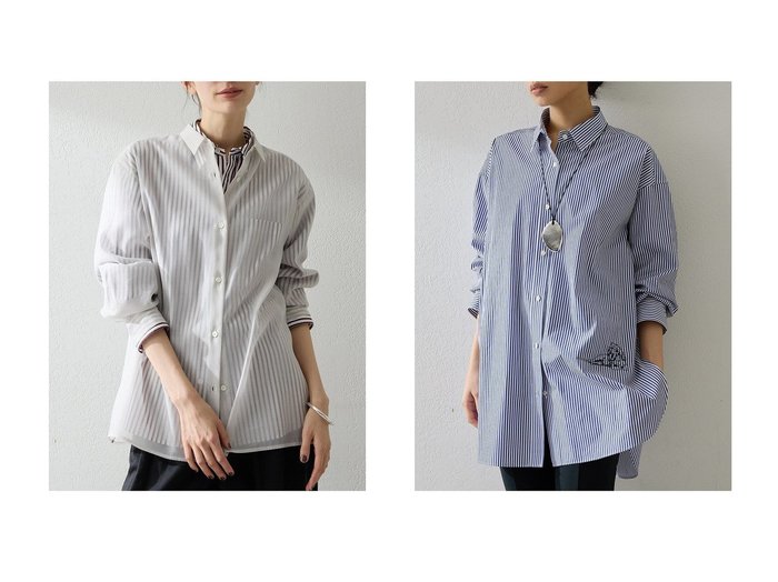 【遊び心を添えるアニマル刺繍シャツと繊細な透け感が魅力のシアーオーガンジーシャツ】Whim Gazette(ウィムガゼット)の通販
 おすすめ人気トレンドファッション通販アイテム 人気、トレンドファッション・服の通販 founy(ファニー) 　ファッション　Fashion　レディースファッション　Fashion for Women　トップス・カットソー　Cut & Sew Tops　シャツ・ブラウス・オフィスカジュアル　Elegant Blouses & Button-Ups　アニマル　Animal Print　インナー　Innerwear　春　Spring　ストライプ　Stripe, Striped Pattern　スリーブ　Sleeve, Long Sleeve / Short Sleeve　ロング　Long, Long-Length　S/S・春夏　SS, Spring/Summer, Warm Season　再入荷　Restock / Back in Stock　夏　Summer　エレガント 上品　Elegant　2026年　2026　オーガンジー　Organza Fabric　カットソー　Cut and Sewn Top　シアー　Sheer, See-Through　|ID:crp329100000226920