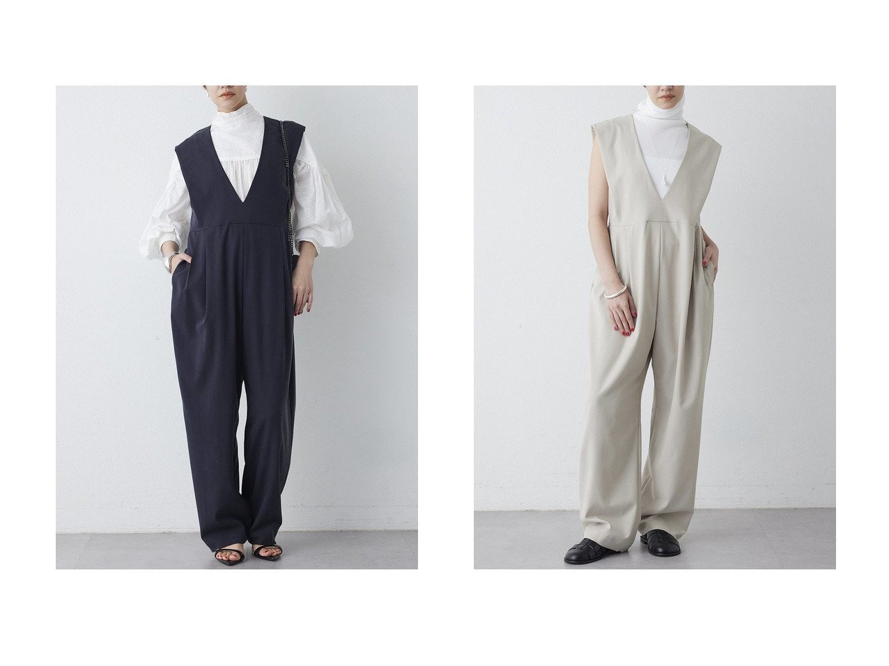 【ドレープ感が美しいレーヨンツイルのVネックジャンプスーツ シーズンレスに着まわせる上品なベージュとブラック】Whim Gazette(ウィムガゼット)の通販
 おすすめ人気トレンドファッション通販アイテム インテリア・キッズ・メンズ・レディースファッション・服の通販 founy(ファニー) 　ファッション　Fashion　レディースファッション　Fashion for Women　パンツ　Pants & Trousers　2026年　2026　スーツ　Suit, Formalwear　ツイル　Twist, Twisted Detail　ドレープ　Drape, Draping Fabric　フォーマル　Formal, Dressy　ヴィンテージ　Vintage Style　エレガント 上品　Elegant　夏　Summer　春　Spring　S/S・春夏　SS, Spring/Summer, Warm Season　ブラック系　Black　ベージュ系　Beige　|ID:crp329100000226922