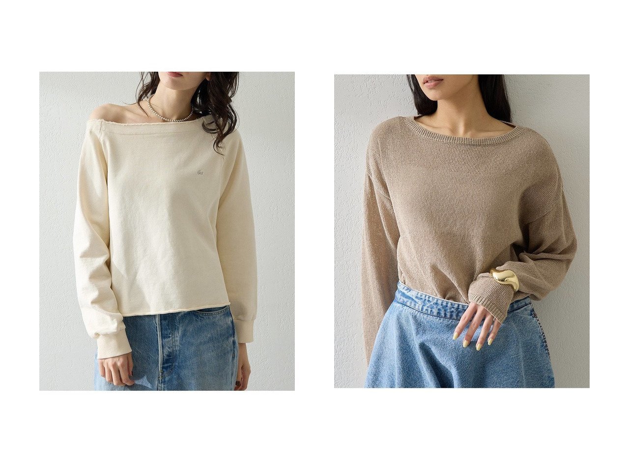 【抜け感を楽しむオフショル刺繍スウェットと和紙素材の軽やかボートネックプルオーバー 上品さとリラックス感を備えたトップス】Whim Gazette(ウィムガゼット)の通販
 おすすめ人気トレンドファッション通販アイテム インテリア・キッズ・メンズ・レディースファッション・服の通販 founy(ファニー) 　ファッション　Fashion　レディースファッション　Fashion for Women　トップス・カットソー　Cut & Sew Tops　シャツ・ブラウス・オフィスカジュアル　Elegant Blouses & Button-Ups　ロングTシャツ・Tシャツ　Longline T-Shirts & Tees　カジュアルプルオーバー・ニットトップス　Pullovers & Knit Tops / Casual Pullovers　カットソー・ベーシックTシャツ　Cut-and-Sewn Tops / Stretch Tees & Basics　ニット　Knit Tops & Sweaters　春　Spring　スウェット / スエット　Sweatshirt, Sweatwear　スリーブ　Sleeve, Long Sleeve / Short Sleeve　バランス　Balance, Style Balance　ロング　Long, Long-Length　S/S・春夏　SS, Spring/Summer, Warm Season　夏　Summer　2026年　2026　シアー　Sheer, See-Through　ショルダー　Shoulder, Shoulder Strap　スリット　Slit, Slit Detail　デコルテ　Décolleté, Neckline　ドロップ　Drop Shoulder, Dropped Style　ブラウジング　Blouson Silhouette, Cinched Waist　ボトム　Bottoms, Lower Wear　吸水　Absorbent, Quick-Dry　長袖　Long Sleeve, Full Sleeve　イエロー系　Yellow　グレー系　Gray　ベージュ系　Beige　|ID:crp329100000226923