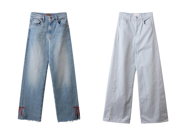 【リボンディテールが映えるハイウエストストレートとワイドバギーシルエットが美しいデニム 軽やかなライトブルーで楽しむ洗練カジュアル】MOTHER(マザー)の通販
 おすすめ人気トレンドファッション通販アイテム 人気、トレンドファッション・服の通販 founy(ファニー) ファッション Fashion レディースファッション Fashion for Women パンツ Pants & Trousers デニムパンツ・ジーンズ・美脚デニム Denim Jeans & Pants 2026年 2026 スリット Slit, Slit Detail ダメージ Distressed, Destroyed デニム Denim, Jeans Material リボン Ribbon, Bow 夏 Summer 春 Spring S/S・春夏 SS, Spring/Summer, Warm Season |ID:crp329100000226935