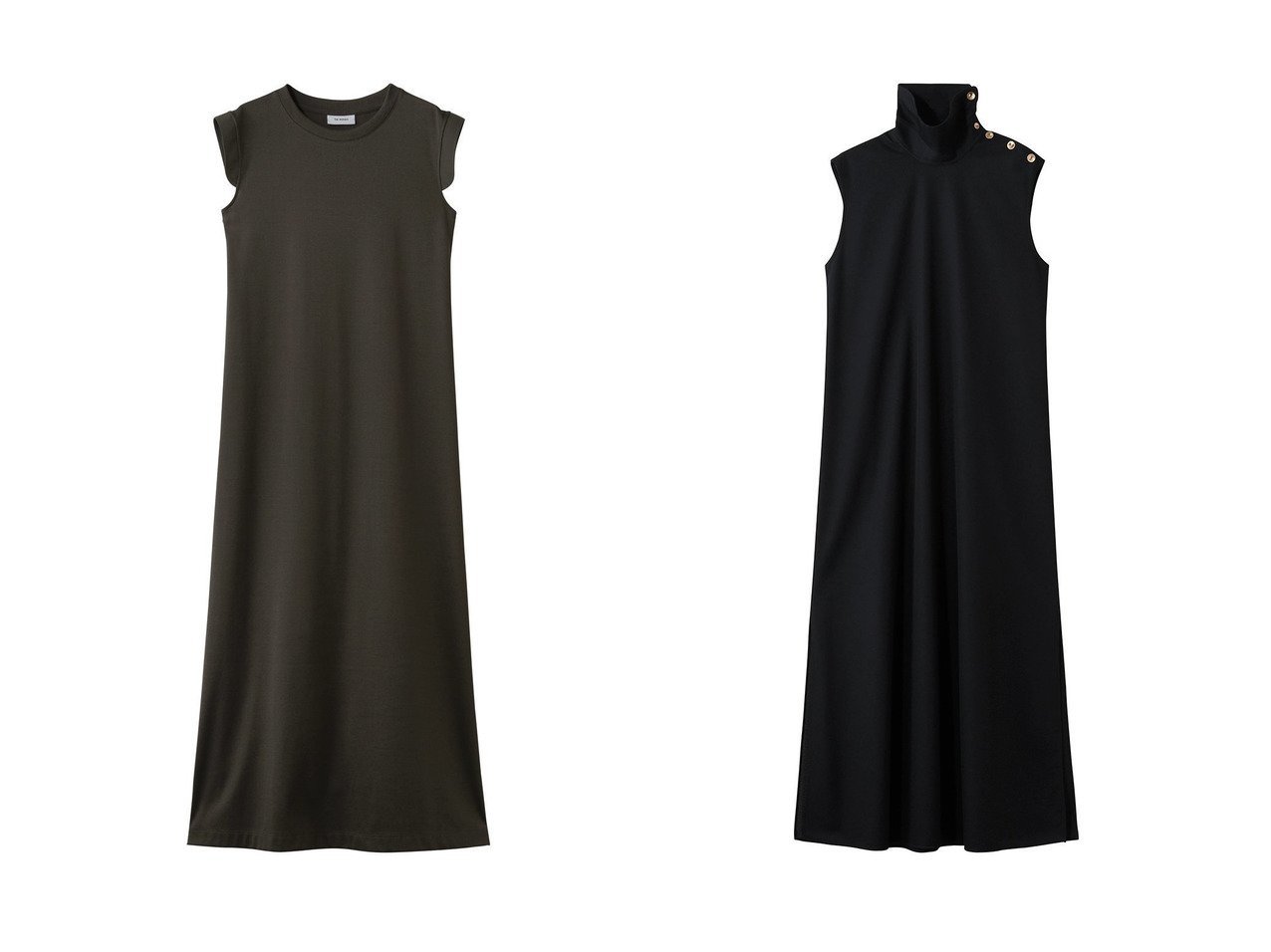 【ゴールドボタンが映えるハイネックロングドレスとフレアラインが美しいタンクトップドレス 佇まいで魅せる洗練の一着】THE RERACS(ザ リラクス)の通販
 おすすめ人気トレンドファッション通販アイテム インテリア・キッズ・メンズ・レディースファッション・服の通販 founy(ファニー) 　ファッション　Fashion　レディースファッション　Fashion for Women　ワンピース　Dresses　フォーマル・パーティードレス・結婚式用ドレス　Elegant & Casual Dresses　チュニック　Tunic Tops & Dresses　2026年　2026　スニーカー　Sneakers, Trainers　タンク　Tank Top, Sleeveless Top　ダウン　Down, Puffer　チュニック　Tunic, Long Top　ドレス　Dress, One-Piece　フレア　Flare, Flared　ロング　Long, Long-Length　夏　Summer　春　Spring　S/S・春夏　SS, Spring/Summer, Warm Season　ブラック系　Black　グレー系　Gray　|ID:crp329100000226938