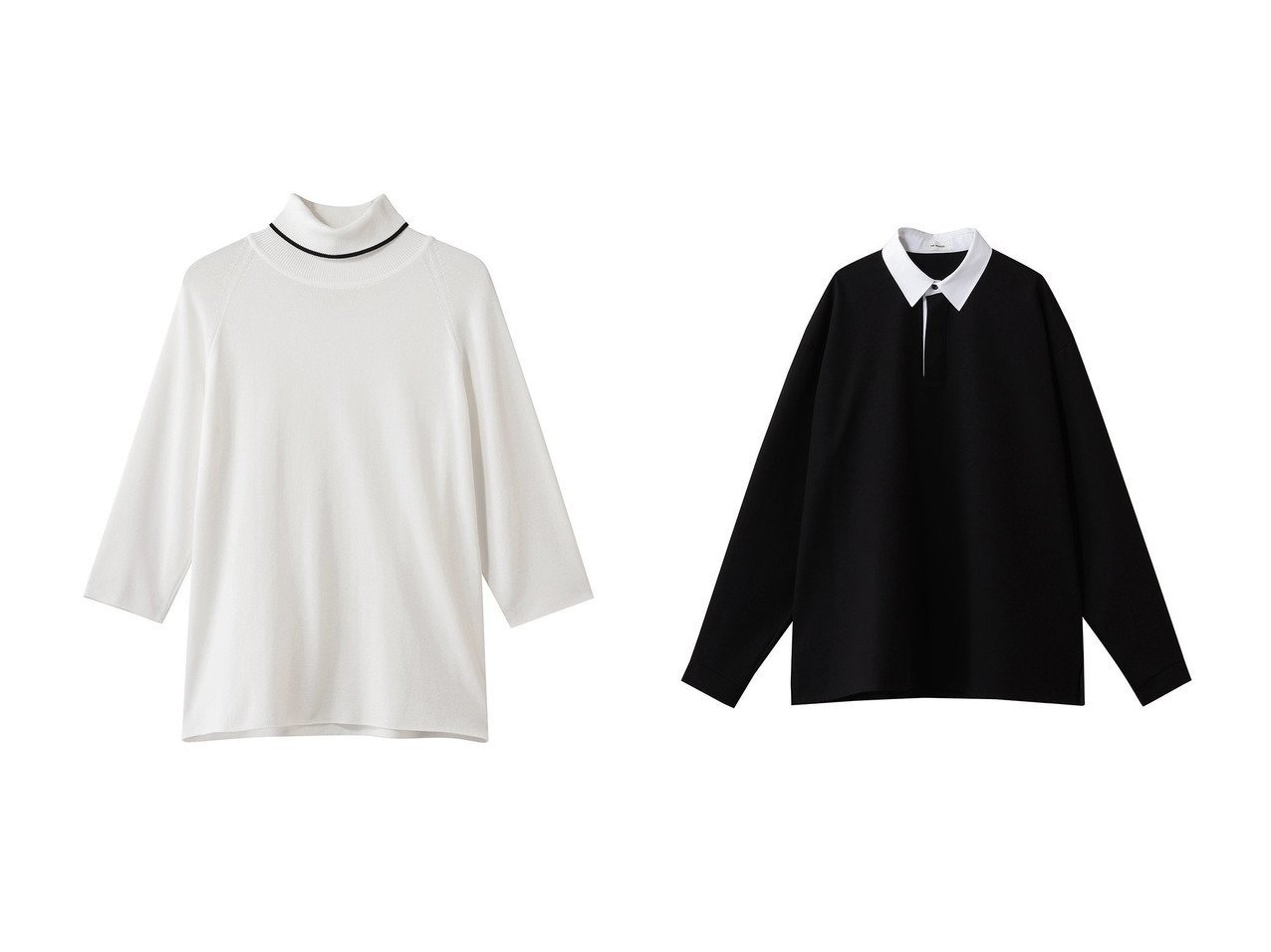 【配色タートルが印象的なショートスリーブニットプルオーバーとクレリックデザインが映えるロングスリーブポロ 上品さと着回し力を備えた大人のトップス】THE RERACS(ザ リラクス)の通販
 おすすめ人気トレンドファッション通販アイテム インテリア・キッズ・メンズ・レディースファッション・服の通販 founy(ファニー) 　ファッション　Fashion　レディースファッション　Fashion for Women　トップス・カットソー　Cut & Sew Tops　ニット　Knit Tops & Sweaters　カジュアルプルオーバー・ニットトップス　Pullovers & Knit Tops / Casual Pullovers　タートルネック・ハイネックトップス　Turtlenecks & High-Neck Tops　シャツ・ブラウス・オフィスカジュアル　Elegant Blouses & Button-Ups　ポロシャツ・きれいめカジュアル　Smart-Casual Polo Tops　2026年　2026　なめらか　Smooth, Silky Texture　インナー　Innerwear　タートルネック　Turtleneck, High Neck　ビジネス 仕事 通勤　Business / Work / Commuting　エレガント 上品　Elegant　夏　Summer　春　Spring　S/S・春夏　SS, Spring/Summer, Warm Season　ブラック系　Black　ホワイト系　White　|ID:crp329100000226944