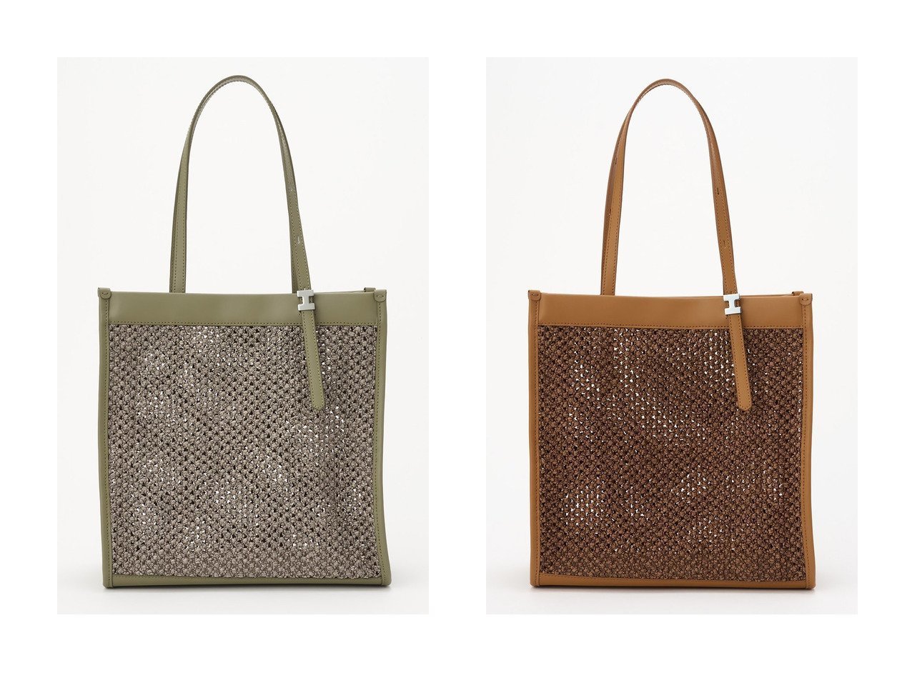 【夏素材が映えるミニマルなスクエアトートバッグ ストロー調素材とレザーが調和する上品な佇まい】IACUCCI(イアクッチ)の通販
 おすすめ人気トレンドファッション通販アイテム インテリア・キッズ・メンズ・レディースファッション・服の通販 founy(ファニー) 　ファッション　Fashion　レディースファッション　Fashion for Women　バッグ　Bags　エレガント 上品　Elegant　春　Spring　シンプル　Simple, Minimal　マグネット　Magnet, Magnetic Closure　メタル　Metal, Metal Parts　ワンポイント　One Point, Statement Accent　S/S・春夏　SS, Spring/Summer, Warm Season　夏　Summer　ビジネス 仕事 通勤　Business / Work / Commuting　2026年　2026　イエロー系　Yellow　ブラウン系　Brown　|ID:crp329100000226957