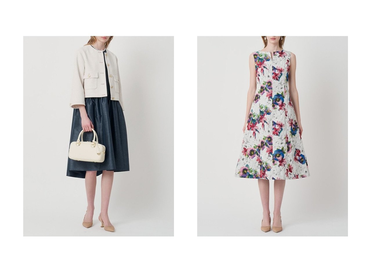 【軽やかなテントラインが映えるタフタティアードワンピースとフラワージャカードが華やぐキーホールフレアワンピース 印象で選ぶ大人の一着】ANAYI(アナイ)の通販
 おすすめ人気トレンドファッション通販アイテム インテリア・キッズ・メンズ・レディースファッション・服の通販 founy(ファニー) 　ファッション　Fashion　レディースファッション　Fashion for Women　ワンピース　Dresses　チュニック　Tunic Tops & Dresses　2026年　2026　ギャザー　Gathered, Ruffled　タフタ　Taffeta, Structured Fabric　チュニック　Tunic, Long Top　デニム　Denim, Jeans Material　ブルゾン　Blouson, Bomber Jacket　エレガント 上品　Elegant　夏　Summer　春　Spring　S/S・春夏　SS, Spring/Summer, Warm Season　|ID:crp329100000226959