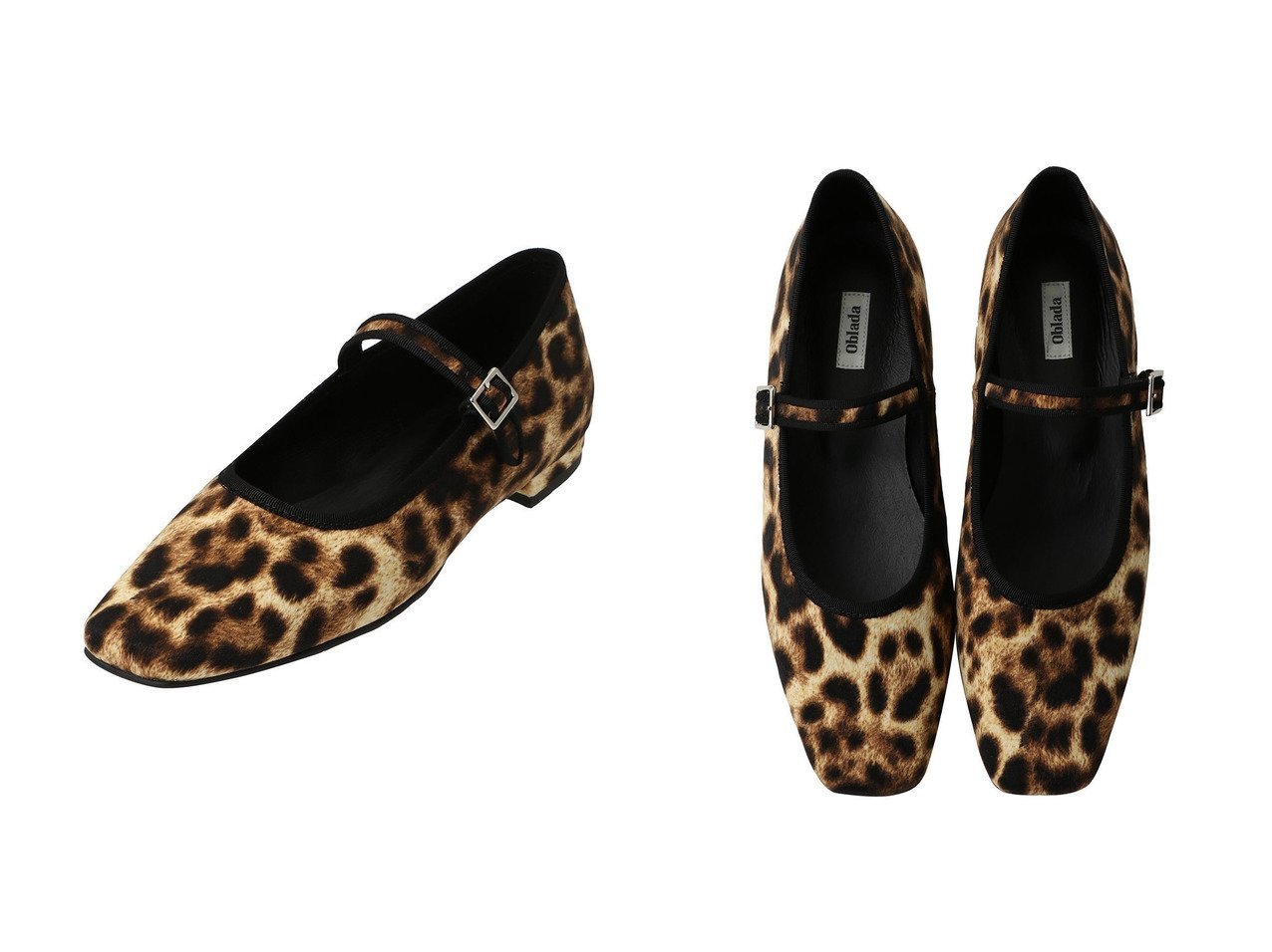 【レオパード柄が映えるメリージェーンシューズ 柔らかなスクエアトウと歩きやすさを備えた一足】Oblada(オブラダ)の通販
 おすすめ人気トレンドファッション通販アイテム インテリア・キッズ・メンズ・レディースファッション・服の通販 founy(ファニー) 　ファッション　Fashion　レディースファッション　Fashion for Women　2026年　2026　シューズ　Shoes, Footwear　スクエア　Square, Square Shape　ソックス　Socks, Hosiery　バレエ　Ballet, Ballet Style　フォルム　Silhouette, Form　フラット　Flat, Flat Shoes　ラップ　Wrap, Wrap Design　レオパード　Leopard, Animal Print　夏　Summer　春　Spring　S/S・春夏　SS, Spring/Summer, Warm Season　|ID:crp329100000226965