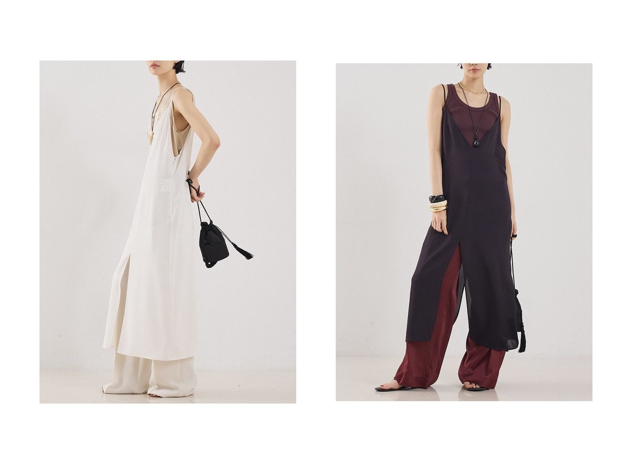 【COCUCA】シャープなIラインで楽しむレイヤードキャミドレス 上品な光沢とマットな質感 THE STORE by C(ザ ストア バイ シー)の通販
 おすすめ人気トレンドファッション通販アイテム インテリア・キッズ・メンズ・レディースファッション・服の通販 founy(ファニー) 　ファッション　Fashion　レディースファッション　Fashion for Women　ワンピース　Dresses　フォーマル・パーティードレス・結婚式用ドレス　Elegant & Casual Dresses　チュニック　Tunic Tops & Dresses　2026年　2026　インナー　Innerwear　エレガント 上品　Elegant　チュニック　Tunic, Long Top　ロング　Long, Long-Length　夏　Summer　春　Spring　S/S・春夏　SS, Spring/Summer, Warm Season　ホワイト系　White　|ID:crp329100000226969