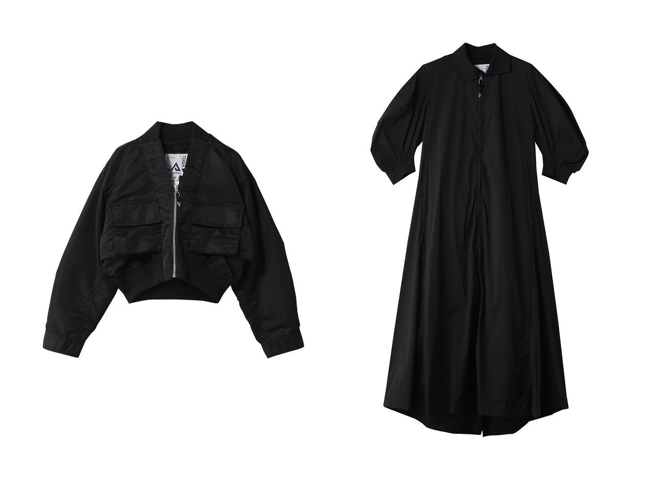 【PHENIX by TOGA】丸みのあるコンバーチブルブルゾンと構築的シルエットのロングドレス モードと実用性が調和する Phenix(フェニックス)の通販
 おすすめ人気トレンドファッション通販アイテム インテリア・キッズ・メンズ・レディースファッション・服の通販 founy(ファニー) 　ファッション　Fashion　レディースファッション　Fashion for Women　アウター　Coat / Outerwear Collection　レディースジャケット・軽アウター　Jackets　ブルゾンジャケット・スポーティアウター　Blouson Jackets　ワンピース　Dresses　フォーマル・パーティードレス・結婚式用ドレス　Elegant & Casual Dresses　チュニック　Tunic Tops & Dresses　2026年　2026　コンパクト　Compact, Small Size　ジャケット　Jacket, Outerwear　スタイリッシュ　Stylish, Fashionable　スポーティ　Sporty, Casual Athletic　フロント　Front, Front Design　ブルゾン　Blouson, Bomber Jacket　ポケット　Pocket, Pocket Detail　人気　Popular, Best Seller　夏　Summer　春　Spring　S/S・春夏　SS, Spring/Summer, Warm Season　ブラック系　Black　|ID:crp329100000226974