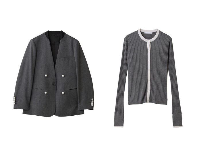 マニッシュな品格が際立つノーカラーフォーマルジャケットと配色が映えるシルクリブカーディガン 端正で上質な佇まい CINOH(チノ)の通販
 おすすめ人気トレンドファッション通販アイテム インテリア・キッズ・メンズ・レディースファッション・服の通販 founy(ファニー) https://founy.com/ ファッション Fashion レディースファッション Fashion for Women アウター Coat / Outerwear Collection レディースジャケット・軽アウター Jackets ノーカラージャケット / シンプル上品コーデ Collarless Jackets トップス・カットソー Cut & Sew Tops ニット Knit Tops & Sweaters カーディガン・羽織り Layered Style Cardigans 2026年 2026 ジャケット Jacket, Outerwear パール Pearl, Pearl Accent フォーマル Formal, Dressy マニッシュ Mannish, Boyish エレガント 上品 Elegant 夏 Summer 春 Spring S/S・春夏 SS, Spring/Summer, Warm Season |ID:crp329100000226979