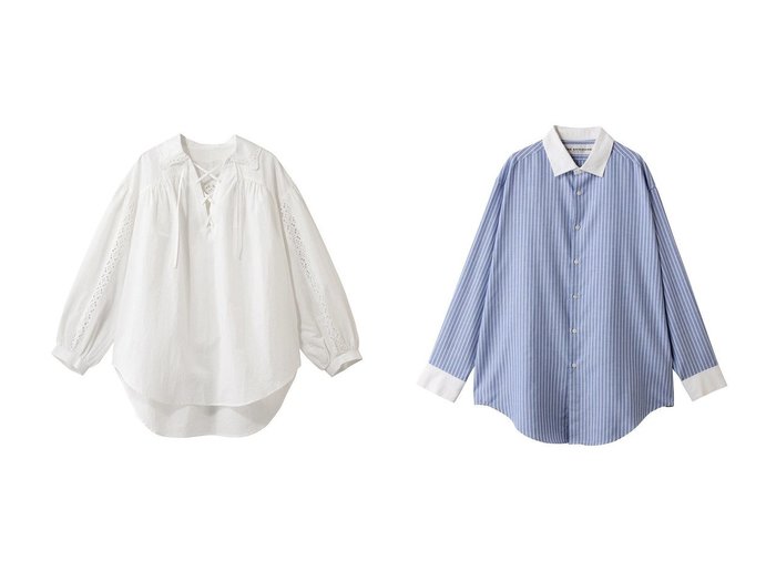 フォークロアムード漂うレースアップブラウスと端正なストライプクレリックシャツ 表情の異なる着こなしを楽しめる Shinzone(シンゾーン)の通販
 おすすめ人気トレンドファッション通販アイテム 人気、トレンドファッション・服の通販 founy(ファニー) ファッション Fashion レディースファッション Fashion for Women トップス・カットソー Cut & Sew Tops シャツ・ブラウス・オフィスカジュアル Elegant Blouses & Button-Ups 2026年 2026 ギャザー Gathered, Ruffled スリーブ Sleeve, Long Sleeve / Short Sleeve チュニック Tunic, Long Top デニム Denim, Jeans Material レース Lace, Lace Fabric ロング Long, Long-Length 夏 Summer 春 Spring S/S・春夏 SS, Spring/Summer, Warm Season |ID:crp329100000226985