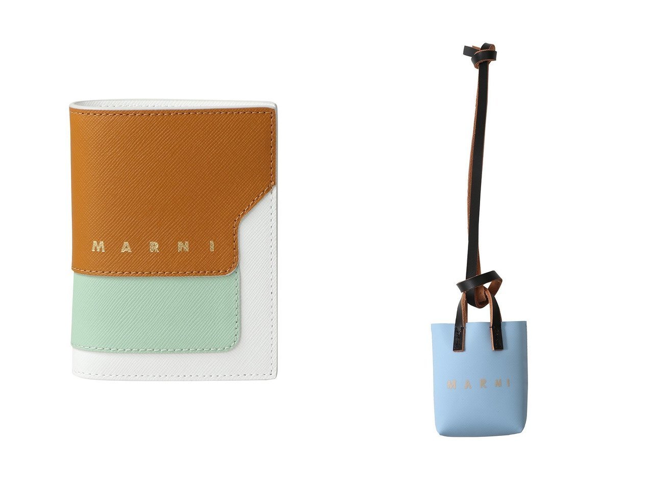 カラーリングが際立つサフィアーノレザー二つ折りウォレットとマイクロトート型チャーム 遊び心とモダンさが光る MARNI(マルニ)の通販
 おすすめ人気トレンドファッション通販アイテム インテリア・キッズ・メンズ・レディースファッション・服の通販 founy(ファニー) 　ファッション　Fashion　レディースファッション　Fashion for Women　ミニ財布・二つ折り財布　Wallets & Card Cases　バッグ　Bags　2026年　2026　ウォレット　Wallet　ポケット　Pocket, Pocket Detail　モダン　Modern, Contemporary　エレガント 上品　Elegant　夏　Summer　春　Spring　S/S・春夏　SS, Spring/Summer, Warm Season　財布　Wallet, Purse　ギフト プレゼント　Gift / Present　チャーム　Charm, Pendant　モチーフ　Motif, Design Theme　ラップ　Wrap, Wrap Design　ホワイト系　White　ブルー系　Blue　グリーン系　Green　|ID:crp329100000226993