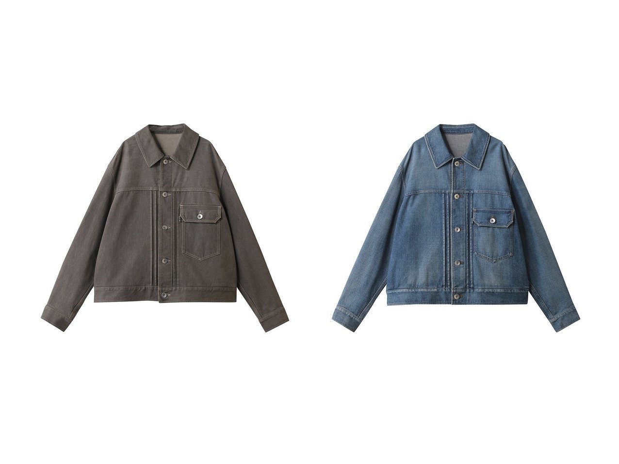 モードな表情とミニマルなディテールが際立つデニムジャケット 洗練されたボックスシルエットで装いを格上げ THE RERACS(ザ リラクス)の通販
 おすすめ人気トレンドファッション通販アイテム インテリア・キッズ・メンズ・レディースファッション・服の通販 founy(ファニー) 　ファッション　Fashion　メンズファッション　Fashion for Men　2026年　2026　ジャケット　Jacket, Outerwear　デニム　Denim, Jeans Material　ボックス　Boxy, Box Shape　ボトム　Bottoms, Lower Wear　夏　Summer　定番　Standard, Basic Item　春　Spring　S/S・春夏　SS, Spring/Summer, Warm Season　グレー系　Gray　ブルー系　Blue　|ID:crp329100000227015