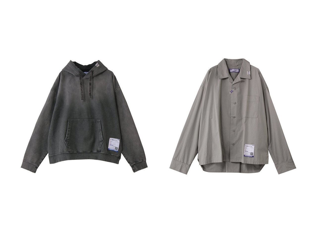 高密度素材が際立つロングスリーブシャツとダメージ表現が映えるフレンチテリーフーディー 都会的な佇まいで着こなしに奥行きを添える Maison MIHARA YASUHIRO(メゾン ミハラヤスヒロ)の通販
 おすすめ人気トレンドファッション通販アイテム インテリア・キッズ・メンズ・レディースファッション・服の通販 founy(ファニー) 　ファッション　Fashion　メンズファッション　Fashion for Men　トップス・カットソー　Cut & Sew Tops　パーカー・フーディー / カジュアルコーデ　Hoodies & Parkas　メンズシャツ　Shirts　2026年　2026　なめらか　Smooth, Silky Texture　ダメージ　Distressed, Destroyed　バランス　Balance, Style Balance　フォルム　Silhouette, Form　フレンチ　French, French Style　夏　Summer　春　Spring　S/S・春夏　SS, Spring/Summer, Warm Season　スリーブ　Sleeve, Long Sleeve / Short Sleeve　ロング　Long, Long-Length　羽織　Haori, Light Jacket　ブラック系　Black　ホワイト系　White　グレー系　Gray　|ID:crp329100000227017