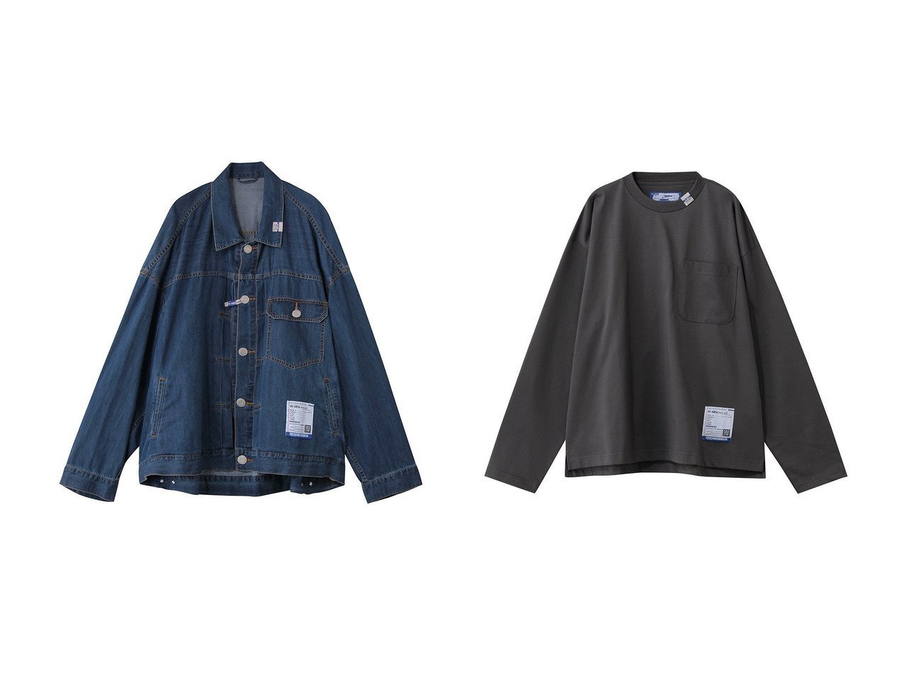 落ち感のある素材が映えるオーバーサイズデニムジャケットとヘビーウェイトロングスリーブTシャツ 洗練されたカジュアルを楽しむ Maison MIHARA YASUHIRO(メゾン ミハラヤスヒロ)の通販
 おすすめ人気トレンドファッション通販アイテム インテリア・キッズ・メンズ・レディースファッション・服の通販 founy(ファニー) 　ファッション　Fashion　メンズファッション　Fashion for Men　トップス・カットソー　Cut & Sew Tops　メンズシャツ　Shirts　2026年　2026　なめらか　Smooth, Silky Texture　ジャケット　Jacket, Outerwear　デニム　Denim, Jeans Material　ブルゾン　Blouson, Bomber Jacket　夏　Summer　春　Spring　S/S・春夏　SS, Spring/Summer, Warm Season　グレー系　Gray　ブラック系　Black　|ID:crp329100000227018