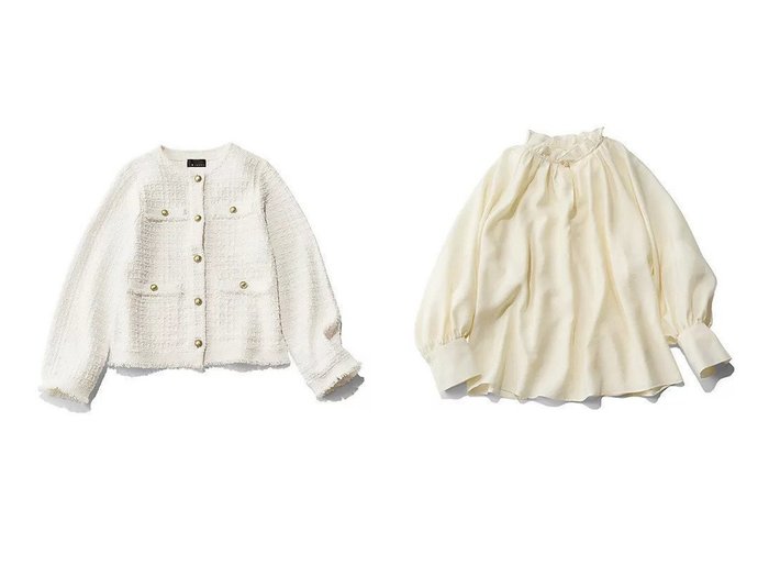 フリルギャザーが映える大人フェミニンブラウスとツイード調ニットカーディガン 上品さと着映えを叶える M7days(エムセブンデイズ)の通販
 おすすめ人気トレンドファッション通販アイテム 人気、トレンドファッション・服の通販 founy(ファニー) ファッション Fashion レディースファッション Fashion for Women トップス・カットソー Cut & Sew Tops シャツ・ブラウス・オフィスカジュアル Elegant Blouses & Button-Ups カーゴパンツ Cargo Pants, Utility Pants カーディガン Cardigan, Knitwear ジャケット Jacket, Outerwear ツイード Twill, Twill Weave デニム Denim, Jeans Material フリンジ Fringe, Tassel ポケット Pocket, Pocket Detail ミックス Mix, Mixed Style メタル Metal, Metal Parts ビジネス 仕事 通勤 Business / Work / Commuting 洗える Machine Washable |ID:crp329100000227021