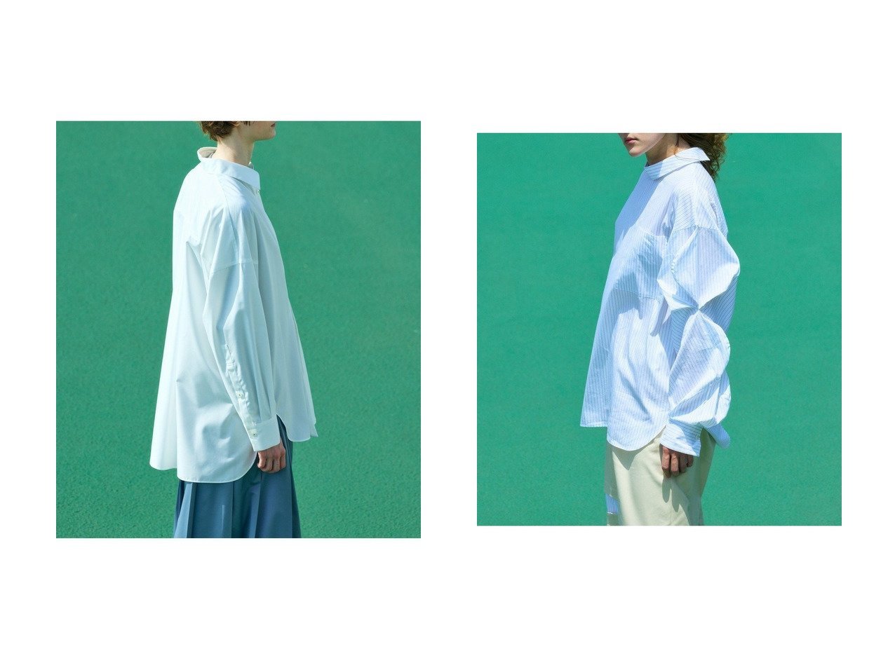 【レイヤード風フロントと立体的な袖が奥行きを添えるデザインシャツ。素材感とシルエットで楽しむ洗練された表情】nagonstans(ナゴンスタンス)の通販
 おすすめ人気トレンドファッション通販アイテム インテリア・キッズ・メンズ・レディースファッション・服の通販 founy(ファニー) 　ファッション　Fashion　レディースファッション　Fashion for Women　トップス・カットソー　Cut & Sew Tops　シャツ・ブラウス・オフィスカジュアル　Elegant Blouses & Button-Ups　ロングTシャツ・Tシャツ　Longline T-Shirts & Tees　2026年　2026　スリーブ　Sleeve, Long Sleeve / Short Sleeve　ブロード　Broadcloth, Fine Cotton　ロング　Long, Long-Length　夏　Summer　春　Spring　S/S・春夏　SS, Spring/Summer, Warm Season　|ID:crp329100000227051