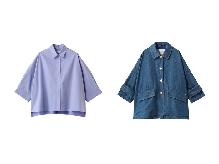 【HUMBIEのメタルボタンデニムジャケットと立体フォルムが映える7分袖シャツ。洗練と上品さが日常に馴染む】MACKINTOSH(マッキントッシュ)の通販
 おすすめ人気トレンドファッション通販アイテム 人気、トレンドファッション・服の通販 founy(ファニー) ファッション Fashion レディースファッション Fashion for Women トップス・カットソー Cut & Sew Tops シャツ・ブラウス・オフィスカジュアル Elegant Blouses & Button-Ups アウター Coat / Outerwear Collection レディースジャケット・軽アウター Jackets デニムジャケット / カジュアルアウター Denim Jackets 2026年 2026 ショート Short, Short Length スリーブ Sleeve, Long Sleeve / Short Sleeve フォルム Silhouette, Form エレガント 上品 Elegant 夏 Summer 春 Spring S/S・春夏 SS, Spring/Summer, Warm Season |ID:crp329100000227053