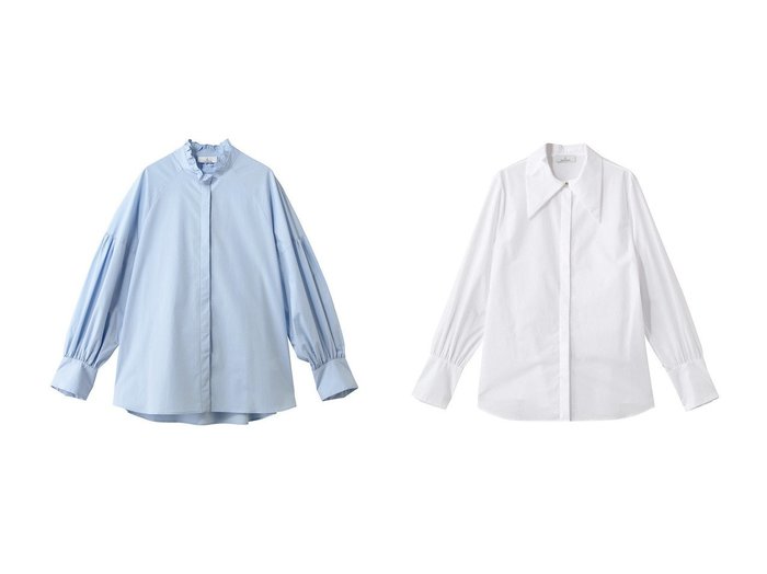 【ビッグカラーが映えるドレスシャツとフリルネックが印象的なブラウス。高密度素材で引き立つ凛とした表情】j.(ジェイドット)の通販
 おすすめ人気トレンドファッション通販アイテム 人気、トレンドファッション・服の通販 founy(ファニー) ファッション Fashion レディースファッション Fashion for Women トップス・カットソー Cut & Sew Tops シャツ・ブラウス・オフィスカジュアル Elegant Blouses & Button-Ups ワンピース Dresses フォーマル・パーティードレス・結婚式用ドレス Elegant & Casual Dresses インナー Innerwear カフス Cuff Design ジャケット Jacket, Outerwear スリーブ Sleeve, Long Sleeve / Short Sleeve タイプライター Typewriter Fabric, Crisp Cotton フリル Frill, Ruffle ロング Long, Long-Length エレガント 上品 Elegant 新作・新入荷 New Arrivals / New In シンプル Simple, Minimal ドレス Dress, One-Piece ビッグ Big, Oversized ビジネス 仕事 通勤 Business / Work / Commuting |ID:crp329100000227057