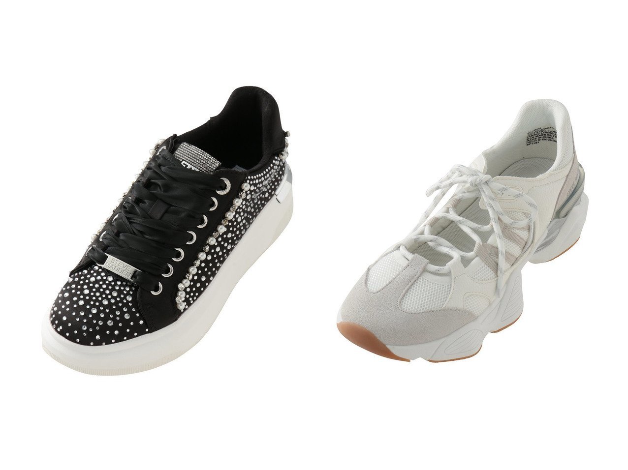 【異素材使いが映える厚底ギリースニーカーとビジューがきらめく厚底スニーカー。存在感ある足もとを演出】STEVE MADDEN(スティーブマデン)の通販
 おすすめ人気トレンドファッション通販アイテム インテリア・キッズ・メンズ・レディースファッション・服の通販 founy(ファニー) 　ファッション　Fashion　レディースファッション　Fashion for Women　2026年　2026　ストーン　Stone, Gem-Like　スニーカー　Sneakers, Trainers　トレンド　Trend, Trending Now　ビジュー　Bijou, Jewel-like Accent　フェミニン　Feminine, Girly　厚底　Platform Shoes　夏　Summer　春　Spring　S/S・春夏　SS, Spring/Summer, Warm Season　ブラック系　Black　イエロー系　Yellow　ホワイト系　White　|ID:crp329100000227076