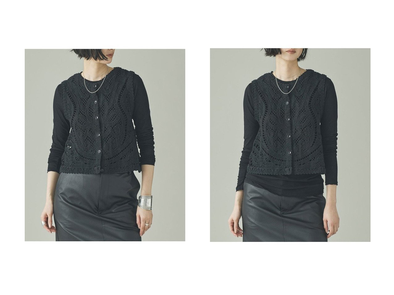 立体感のあるコットンレースが映える2WAYニットベスト カレンソロジー(Curensology)の通販
 おすすめ人気トレンドファッション通販アイテム インテリア・キッズ・メンズ・レディースファッション・服の通販 founy(ファニー) 　ファッション　Fashion　レディースファッション　Fashion for Women　アウター　Coat / Outerwear Collection　レディースジャケット・軽アウター　Jackets　2026年　2026　カットソー　Cut and Sewn Top　ジャケット　Jacket, Outerwear　ベスト　Vest, Waistcoat　レース　Lace, Lace Fabric　夏　Summer　春　Spring　S/S・春夏　SS, Spring/Summer, Warm Season　ブラック系　Black　|ID:crp329100000227094