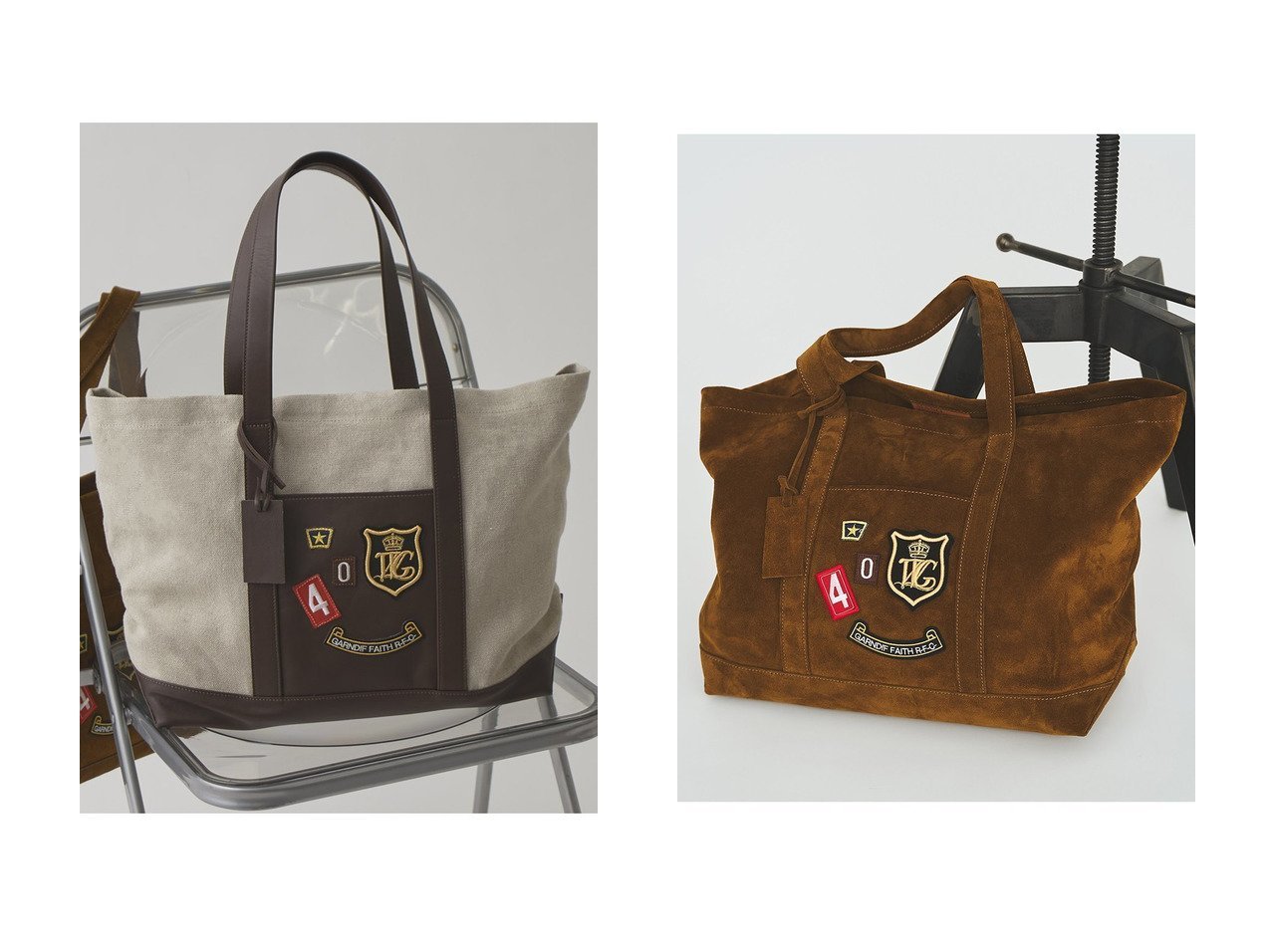 リネンとスエードに映えるオリジナルワッペンの別注トートバッグ ウィムガゼット(Whim Gazette)の通販
 おすすめ人気トレンドファッション通販アイテム インテリア・キッズ・メンズ・レディースファッション・服の通販 founy(ファニー) 　ファッション　Fashion　レディースファッション　Fashion for Women　バッグ　Bags　イタリア　Italy　春　Spring　クラッチ　Clutch, Clutch Bag　シンプル　Simple, Minimal　別注　Limited Edition, Custom Order　ミラノ　Milano Style, Italian-Inspired　リネン　Linen, Linen Fabric　ループ　Loop, Loop Knit　S/S・春夏　SS, Spring/Summer, Warm Season　夏　Summer　エレガント 上品　Elegant　2026年　2026　ブラウン系　Brown　|ID:crp329100000227096