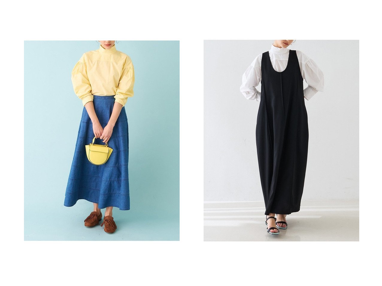 【サマーウールの立体フォルムワンピースとタフタマトンスリーブギャザーブラウスで楽しむ上品なレイヤードスタイル】DESIGN WORKS(デザイン ワークス)の通販 おすすめ人気トレンドファッション通販アイテム インテリア・キッズ・メンズ・レディースファッション・服の通販 founy(ファニー) 　ファッション　Fashion　レディースファッション　Fashion for Women　ワンピース　Dresses　チュニック　Tunic Tops & Dresses　トップス・カットソー　Cut & Sew Tops　シャツ・ブラウス・オフィスカジュアル　Elegant Blouses & Button-Ups　2026年　2026　インナー　Innerwear　エレガント 上品　Elegant　サマー　Summer, Summer Style　シンプル　Simple, Minimal　チュニック　Tunic, Long Top　フェミニン　Feminine, Girly　フォルム　Silhouette, Form　ロング　Long, Long-Length　夏　Summer　春　Spring　S/S・春夏　SS, Spring/Summer, Warm Season　ブラック系　Black　ホワイト系　White　イエロー系　Yellow　|ID:crp329100000227116