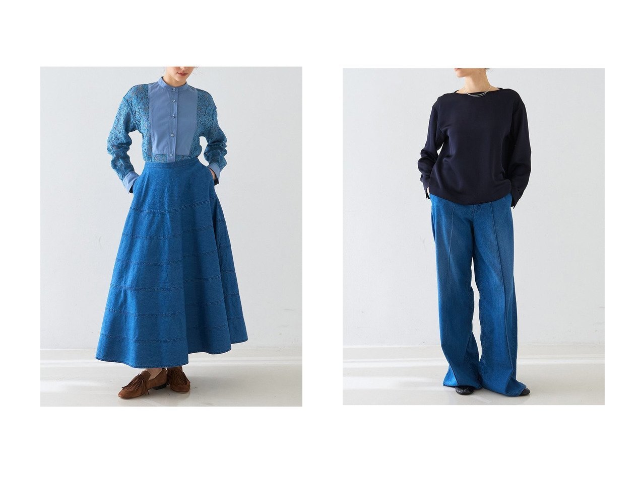 【ボートネックブラウスとコードレースドッキングシャツで楽しむ洗練された上品スタイル】DESIGN WORKS(デザイン ワークス)の通販 おすすめ人気トレンドファッション通販アイテム インテリア・キッズ・メンズ・レディースファッション・服の通販 founy(ファニー) 　ファッション　Fashion　レディースファッション　Fashion for Women　トップス・カットソー　Cut & Sew Tops　シャツ・ブラウス・オフィスカジュアル　Elegant Blouses & Button-Ups　2026年　2026　スリーブ　Sleeve, Long Sleeve / Short Sleeve　セットアップ　Set-Up, Coordinated Outfit　デコルテ　Décolleté, Neckline　ロング　Long, Long-Length　エレガント 上品　Elegant　夏　Summer　春　Spring　S/S・春夏　SS, Spring/Summer, Warm Season　ホワイト系　White　ブルー系　Blue　|ID:crp329100000227117