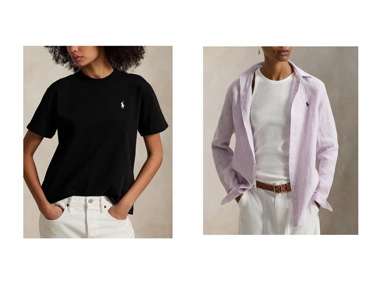 【RALPH LAUREN/ラルフローレン】の【POLO RALPH LAUREN】コットン ジャージー クルーネック Tシャツ&【POLO RALPH LAUREN】クラシック フィット ストライプド リネン シャツ おすすめ人気トレンドファッション通販アイテム インテリア・キッズ・メンズ・レディースファッション・服の通販 founy(ファニー) 　ファッション　Fashion　レディースファッション　Fashion for Women　トップス・カットソー　Cut & Sew Tops　シャツ・ブラウス・オフィスカジュアル　Elegant Blouses & Button-Ups　ロングTシャツ・Tシャツ　Longline T-Shirts & Tees　カットソー・ベーシックTシャツ　Cut-and-Sewn Tops / Stretch Tees & Basics　インナー　Innerwear　ショート　Short, Short Length　ジャケット　Jacket, Outerwear　スリーブ　Sleeve, Long Sleeve / Short Sleeve　デニム　Denim, Jeans Material　フィット　Fit, Slim Fit　リラックス　Relax, Relaxed Fit　エレガント 上品　Elegant　新作・新入荷　New Arrivals / New In　ホワイト系　White　ブラック系　Black　ブルー系　Blue　パープル系　Purple　|ID:crp329100000227119
