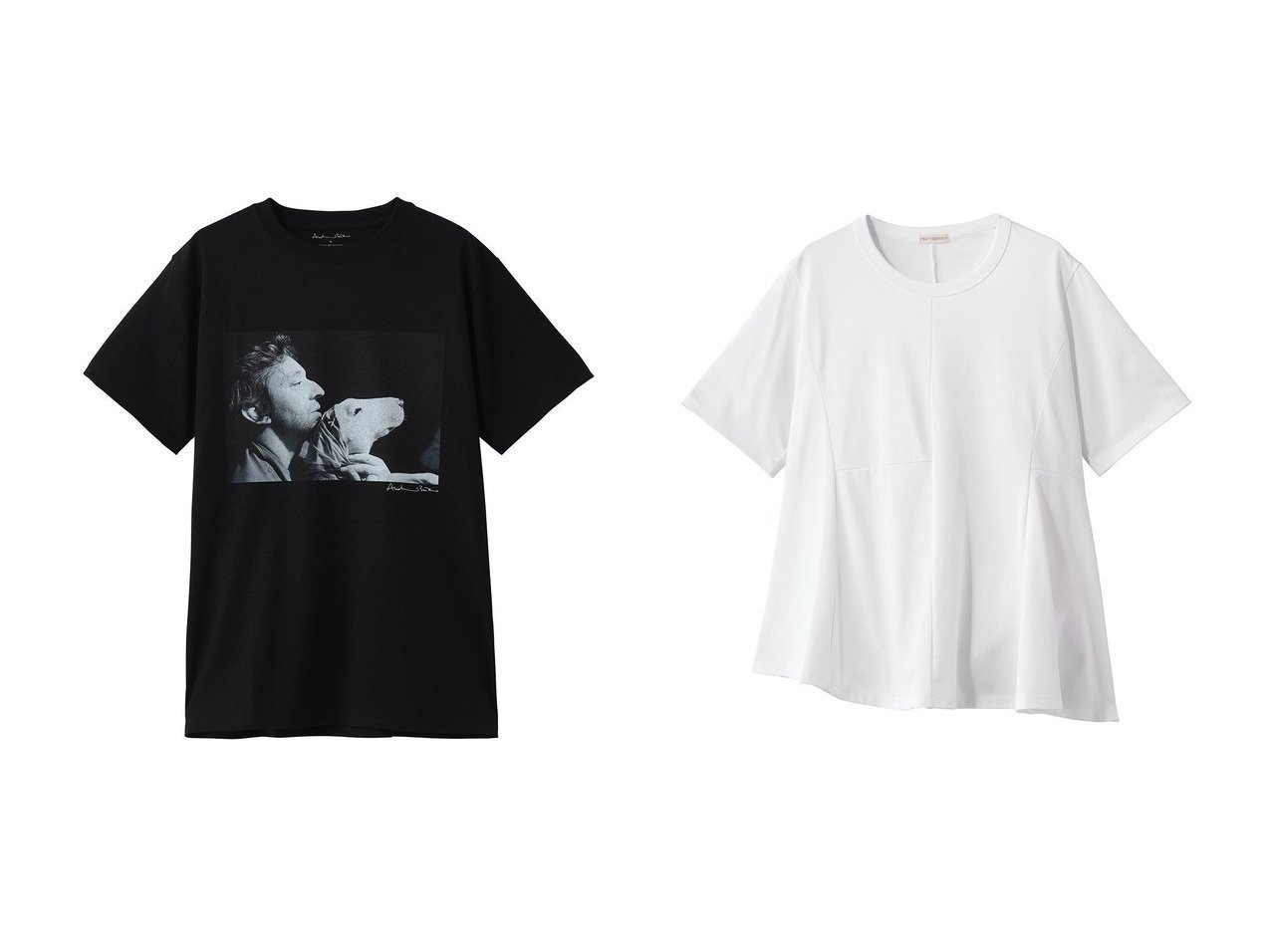 【heliopole/エリオポール】の【COUTURE D ADAM】SERGE & DOG Tシャツ&【PROTAGONISTA】フレアショートスリーブクルーネックカットソー おすすめ人気トレンドファッション通販アイテム インテリア・キッズ・メンズ・レディースファッション・服の通販 founy(ファニー) 　ファッション　Fashion　レディースファッション　Fashion for Women　トップス・カットソー　Cut & Sew Tops　シャツ・ブラウス・オフィスカジュアル　Elegant Blouses & Button-Ups　ロングTシャツ・Tシャツ　Longline T-Shirts & Tees　カットソー・ベーシックTシャツ　Cut-and-Sewn Tops / Stretch Tees & Basics　インナー　Innerwear　ショート　Short, Short Length　スリーブ　Sleeve, Long Sleeve / Short Sleeve　ハーフ　Half, Half-Length　プリント　Print, Printed Pattern　ベーシック　Basic, Essential　新作・新入荷　New Arrivals / New In　犬　Dog　カットソー　Cut and Sewn Top　ドレープ　Drape, Draping Fabric　ボトム　Bottoms, Lower Wear　ミドル　Middle Length, Mid Height　ブラック系　Black　ホワイト系　White　グレー系　Gray　|ID:crp329100000227127