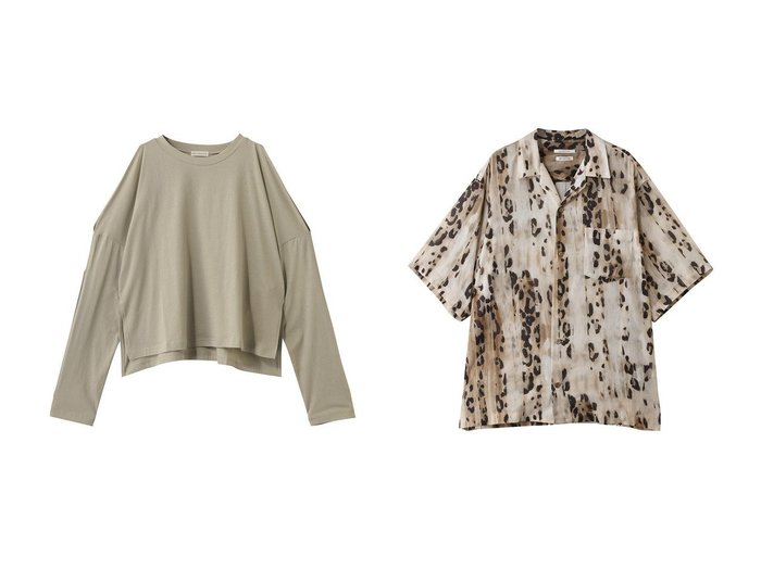 【heliopole/エリオポール】の【COUTURE D ADAM】LEOPARD オープンカラーシャツ&【PROTAGONISTA】オープンショルダーロングスリーブカットソー おすすめ人気トレンドファッション通販アイテム 人気、トレンドファッション・服の通販 founy(ファニー) ファッション Fashion レディースファッション Fashion for Women トップス・カットソー Cut & Sew Tops シャツ・ブラウス・オフィスカジュアル Elegant Blouses & Button-Ups ロングTシャツ・Tシャツ Longline T-Shirts & Tees カットソー・ベーシックTシャツ Cut-and-Sewn Tops / Stretch Tees & Basics ショルダー Shoulder, Shoulder Strap ショート Short, Short Length スリット Slit, Slit Detail スリーブ Sleeve, Long Sleeve / Short Sleeve デニム Denim, Jeans Material トレンド Trend, Trending Now ボトム Bottoms, Lower Wear ロング Long, Long-Length ワイド Wide, Wide Fit 新作・新入荷 New Arrivals / New In |ID:crp329100000227128