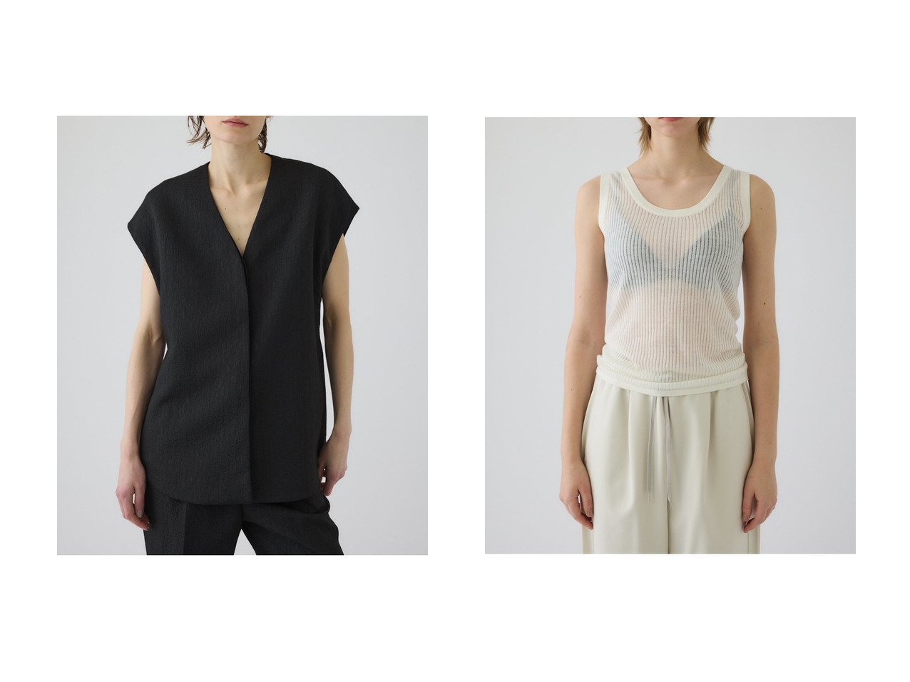 繊細な透け感のニットタンクトップと立体感が際立つジャガードベストで楽しむ洗練スタイル リムアーク(RIM.ARK)の通販 おすすめ人気トレンドファッション通販アイテム インテリア・キッズ・メンズ・レディースファッション・服の通販 founy(ファニー) 　ファッション　Fashion　レディースファッション　Fashion for Women　アウター　Coat / Outerwear Collection　レディースジャケット・軽アウター　Jackets　トップス・カットソー　Cut & Sew Tops　ニット　Knit Tops & Sweaters　カジュアルプルオーバー・ニットトップス　Pullovers & Knit Tops / Casual Pullovers　おすすめ　Recommended / Our Picks　シェイプ　Shape, Slim Fit　ジャケット　Jacket, Outerwear　セットアップ　Set-Up, Coordinated Outfit　ベスト　Vest, Waistcoat　エレガント 上品　Elegant　ビジネス 仕事 通勤　Business / Work / Commuting　新作・新入荷　New Arrivals / New In　イエロー系　Yellow　ブラック系　Black　ホワイト系　White　ブルー系　Blue　|ID:crp329100000227148