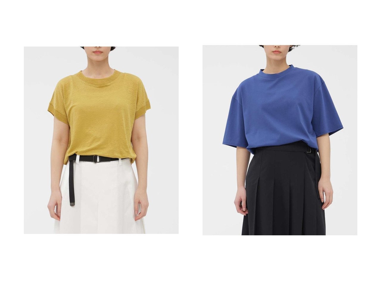 【MARGARET HOWELL/マーガレットハウエル】のLINEN JERSEY TOP&LIGHT DENSE COTTON JERSEY TOP おすすめ人気トレンドファッション通販アイテム インテリア・キッズ・メンズ・レディースファッション・服の通販 founy(ファニー) 　ファッション　Fashion　レディースファッション　Fashion for Women　トップス・カットソー　Cut & Sew Tops　シャツ・ブラウス・オフィスカジュアル　Elegant Blouses & Button-Ups　ロングTシャツ・Tシャツ　Longline T-Shirts & Tees　カットソー・ベーシックTシャツ　Cut-and-Sewn Tops / Stretch Tees & Basics　ショート　Short, Short Length　スリーブ　Sleeve, Long Sleeve / Short Sleeve　バランス　Balance, Style Balance　モダン　Modern, Contemporary　リネン　Linen, Linen Fabric　夏　Summer　定番　Standard, Basic Item　新作・新入荷　New Arrivals / New In　グレー系　Gray　イエロー系　Yellow　ブルー系　Blue　|ID:crp329100000227152