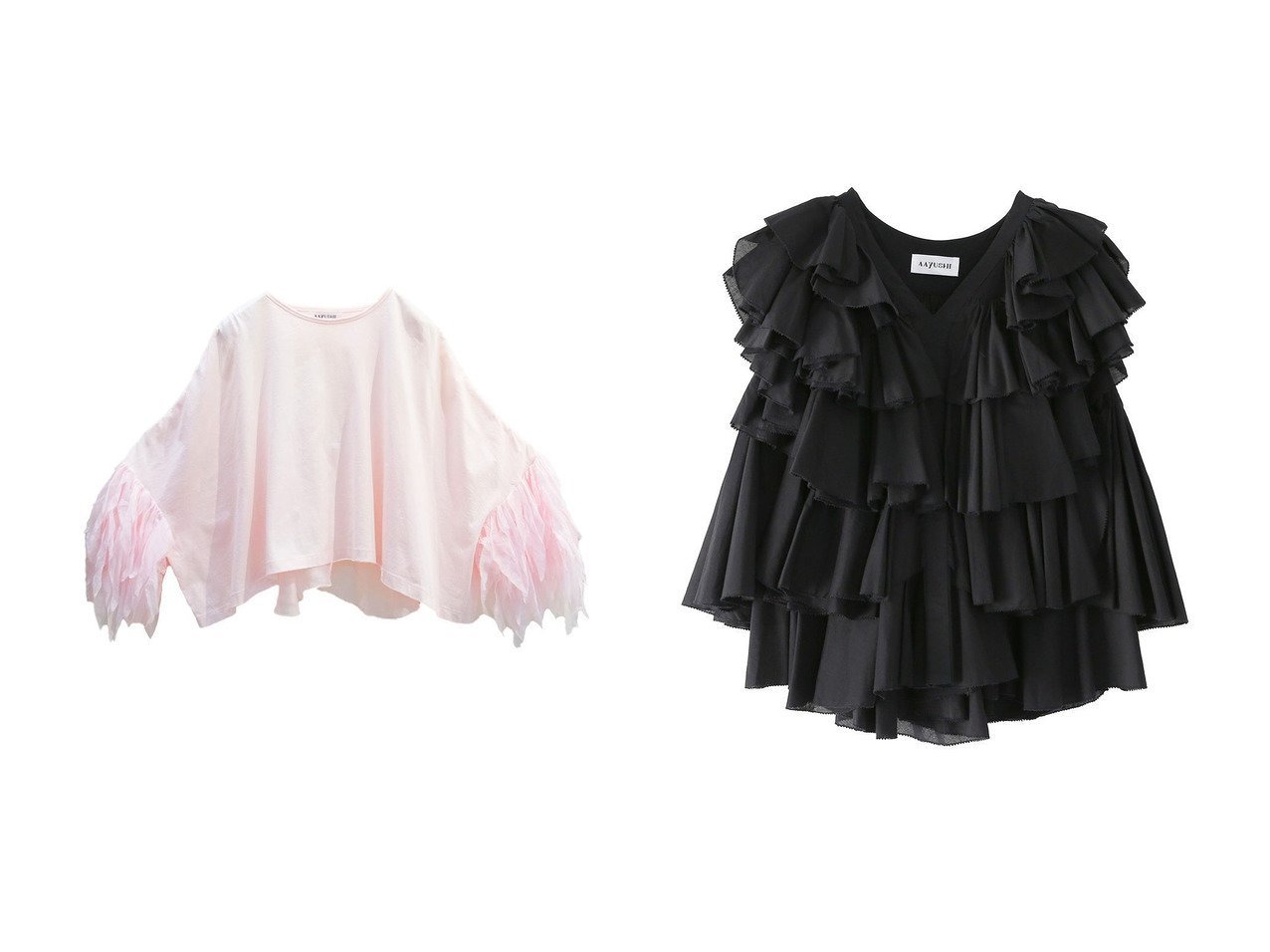 【AAYUSHI/アユーシ】のレイヤードラッフルブラウス&フェザーフリルカットソー おすすめ人気トレンドファッション通販アイテム インテリア・キッズ・メンズ・レディースファッション・服の通販 founy(ファニー) 　ファッション　Fashion　レディースファッション　Fashion for Women　トップス・カットソー　Cut & Sew Tops　シャツ・ブラウス・オフィスカジュアル　Elegant Blouses & Button-Ups　ロングTシャツ・Tシャツ　Longline T-Shirts & Tees　カットソー・ベーシックTシャツ　Cut-and-Sewn Tops / Stretch Tees & Basics　キャミソール&ノースリーブ　Camisoles & Sleeveless Tops　インド　Indian Textile　カットソー　Cut and Sewn Top　ショルダー　Shoulder, Shoulder Strap　ショート　Short, Short Length　シンプル　Simple, Minimal　スラックス　Slacks, Dress Pants　スリーブ　Sleeve, Long Sleeve / Short Sleeve　デニム　Denim, Jeans Material　ドロップ　Drop Shoulder, Dropped Style　バランス　Balance, Style Balance　フェザー　Feather, Feather Detail　フリル　Frill, Ruffle　ボックス　Boxy, Box Shape　おすすめ　Recommended / Our Picks　コンパクト　Compact, Small Size　ドレス　Dress, One-Piece　ノースリーブ　Sleeveless, No-Sleeve　フロント　Front, Front Design　ラッフル　Ruffle, Frill　再入荷　Restock / Back in Stock　ホワイト系　White　ブラック系　Black　レッド系　Red　|ID:crp329100000227172