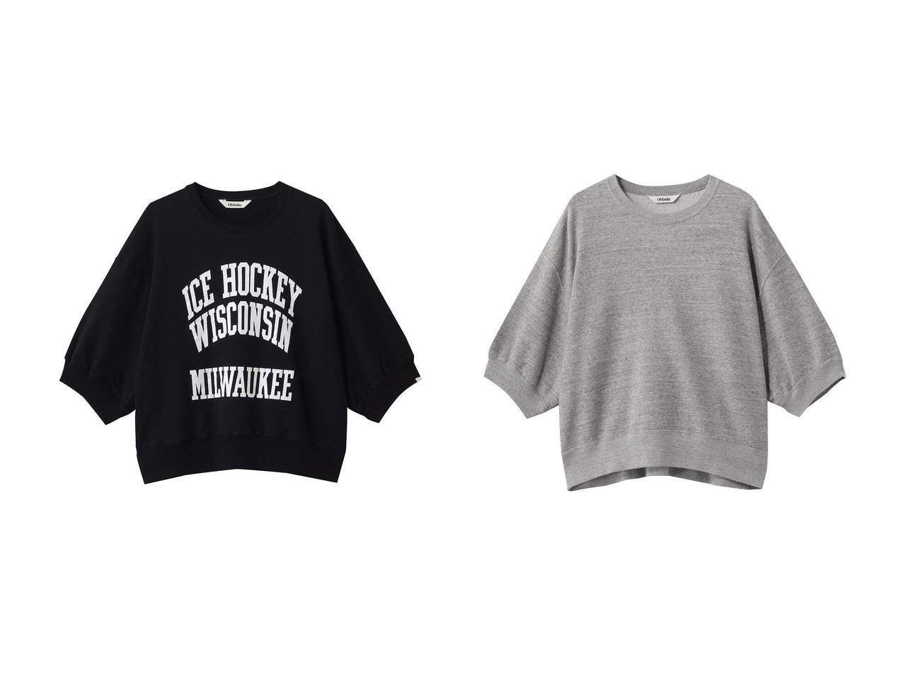 ゆとりあるシルエットとプリントが映えるハーフスリーブスウェットで楽しむリラックススタイル オブラダ(Oblada)の通販 おすすめ人気トレンドファッション通販アイテム インテリア・キッズ・メンズ・レディースファッション・服の通販 founy(ファニー) 　ファッション　Fashion　レディースファッション　Fashion for Women　トップス・カットソー　Cut & Sew Tops　シャツ・ブラウス・オフィスカジュアル　Elegant Blouses & Button-Ups　レディースパーカー・カジュアルフーディー　Casual Hoodies & Sweatshirts　ロングTシャツ・Tシャツ　Longline T-Shirts & Tees　スウェット・クルーネックトップス　Sweatshirts & Crewnecks / Relaxed Fit Sweat Tops　カットソー・ベーシックTシャツ　Cut-and-Sewn Tops / Stretch Tees & Basics　クロップド　Cropped, Short Length　コンパクト　Compact, Small Size　バランス　Balance, Style Balance　フロント　Front, Front Design　プリント　Print, Printed Pattern　ワイド　Wide, Wide Fit　新作・新入荷　New Arrivals / New In　ホワイト系　White　ブラック系　Black　グレー系　Gray　|ID:crp329100000227180