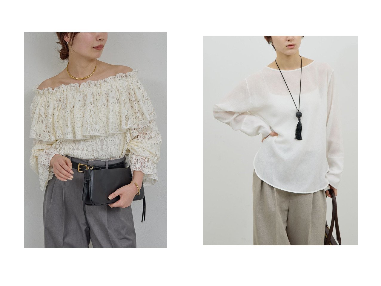 【GALLARDAGALANTE/ガリャルダガランテ】の(手洗い可)ラウンドTガーゼブラウス&オフショルレースブラウス おすすめ人気トレンドファッション通販アイテム インテリア・キッズ・メンズ・レディースファッション・服の通販 founy(ファニー) 　ファッション　Fashion　レディースファッション　Fashion for Women　トップス・カットソー　Cut & Sew Tops　シャツ・ブラウス・オフィスカジュアル　Elegant Blouses & Button-Ups　スリーブ　Sleeve, Long Sleeve / Short Sleeve　フェミニン　Feminine, Girly　レース　Lace, Lace Fabric　ロング　Long, Long-Length　エレガント 上品　Elegant　新作・新入荷　New Arrivals / New In　イエロー系　Yellow　ブラック系　Black　ホワイト系　White　|ID:crp329100000227191