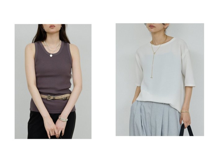 【GALLARDAGALANTE/ガリャルダガランテ】のバックスリットハーフスリーブブラウス&リブタンクトップ おすすめ人気トレンドファッション通販アイテム インテリア・キッズ・メンズ・レディースファッション・服の通販 founy(ファニー) https://founy.com/ ファッション Fashion レディースファッション Fashion for Women トップス・カットソー Cut & Sew Tops キャミソール&ノースリーブ Camisoles & Sleeveless Tops シャツ・ブラウス・オフィスカジュアル Elegant Blouses & Button-Ups ロングTシャツ・Tシャツ Longline T-Shirts & Tees カットソー・ベーシックTシャツ Cut-and-Sewn Tops / Stretch Tees & Basics バッグ Bags インナー Innerwear エレガント 上品 Elegant キャミソール Camisole, Spaghetti Strap Top タンク Tank Top, Sleeveless Top 新作・新入荷 New Arrivals / New In |ID:crp329100000227194