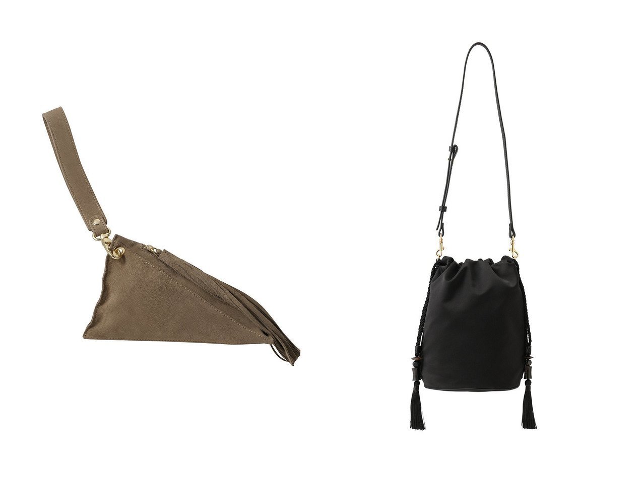 【GALLARDAGALANTE/ガリャルダガランテ】の【2.718】タッセルドローストリングバッグ&【Maurizio Taiuti】トライアングルバッグ おすすめ人気トレンドファッション通販アイテム インテリア・キッズ・メンズ・レディースファッション・服の通販 founy(ファニー) 　ファッション　Fashion　レディースファッション　Fashion for Women　バッグ　Bags　トライアングル　Triangle, Triangular Shape　ラップ　Wrap, Wrap Design　新作・新入荷　New Arrivals / New In　ベージュ系　Beige　ブルー系　Blue　ブラック系　Black　|ID:crp329100000227197