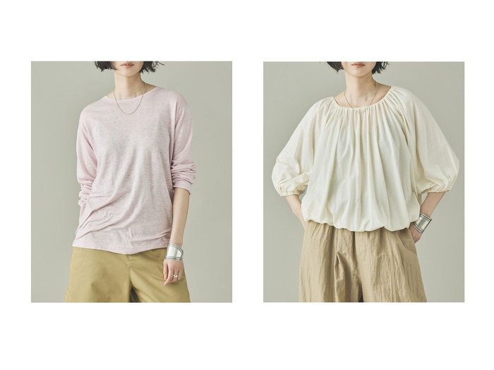【Curensology/カレンソロジー】のソフトテンジクギャザープルオーバー&シアーリネンロングスリーブTシャツ おすすめ人気トレンドファッション通販アイテム 人気、トレンドファッション・服の通販 founy(ファニー) ファッション Fashion レディースファッション Fashion for Women トップス・カットソー Cut & Sew Tops シャツ・ブラウス・オフィスカジュアル Elegant Blouses & Button-Ups ロングTシャツ・Tシャツ Longline T-Shirts & Tees カットソー・ベーシックTシャツ Cut-and-Sewn Tops / Stretch Tees & Basics カジュアルプルオーバー・ニットトップス Pullovers & Knit Tops / Casual Pullovers インナー Innerwear カットソー Cut and Sewn Top シンプル Simple, Minimal スリーブ Sleeve, Long Sleeve / Short Sleeve リネン Linen, Linen Fabric ロング Long, Long-Length 夏 Summer 新作・新入荷 New Arrivals / New In |ID:crp329100000227207