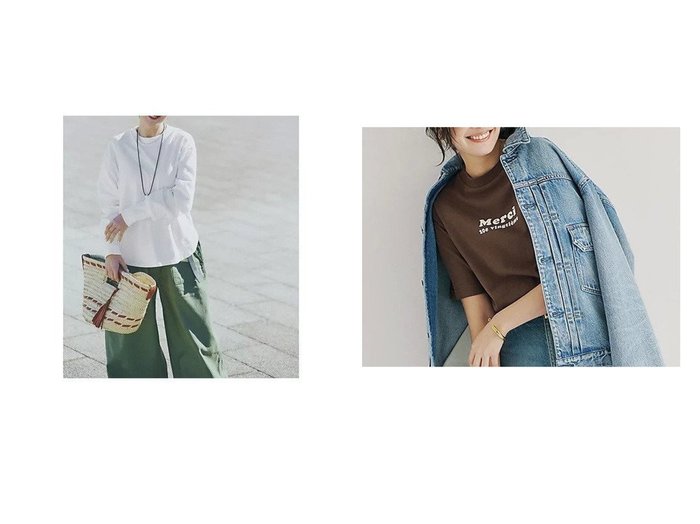 【12closet/トゥエルブクローゼット】の【洗える】USAコットンロングスリーブTシャツ&【洗える】USA コットン Merci Tシャツ おすすめ人気トレンドファッション通販アイテム 人気、トレンドファッション・服の通販 founy(ファニー) ファッション Fashion レディースファッション Fashion for Women トップス・カットソー Cut & Sew Tops シャツ・ブラウス・オフィスカジュアル Elegant Blouses & Button-Ups ロングTシャツ・Tシャツ Longline T-Shirts & Tees ラウンド Round, Round Neck エレガント 上品 Elegant 洗える Machine Washable |ID:crp329100000227222