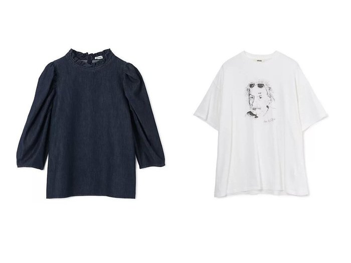 【Oblada/オブラダ】のUNCLE TEE&DENIM SHIRRING BLOUSE おすすめ人気トレンドファッション通販アイテム インテリア・キッズ・メンズ・レディースファッション・服の通販 founy(ファニー) https://founy.com/ ファッション Fashion レディースファッション Fashion for Women スリーブ Sleeve, Long Sleeve / Short Sleeve デニム Denim, Jeans Material フリル Frill, Ruffle 洗える Machine Washable |ID:crp329100000227226