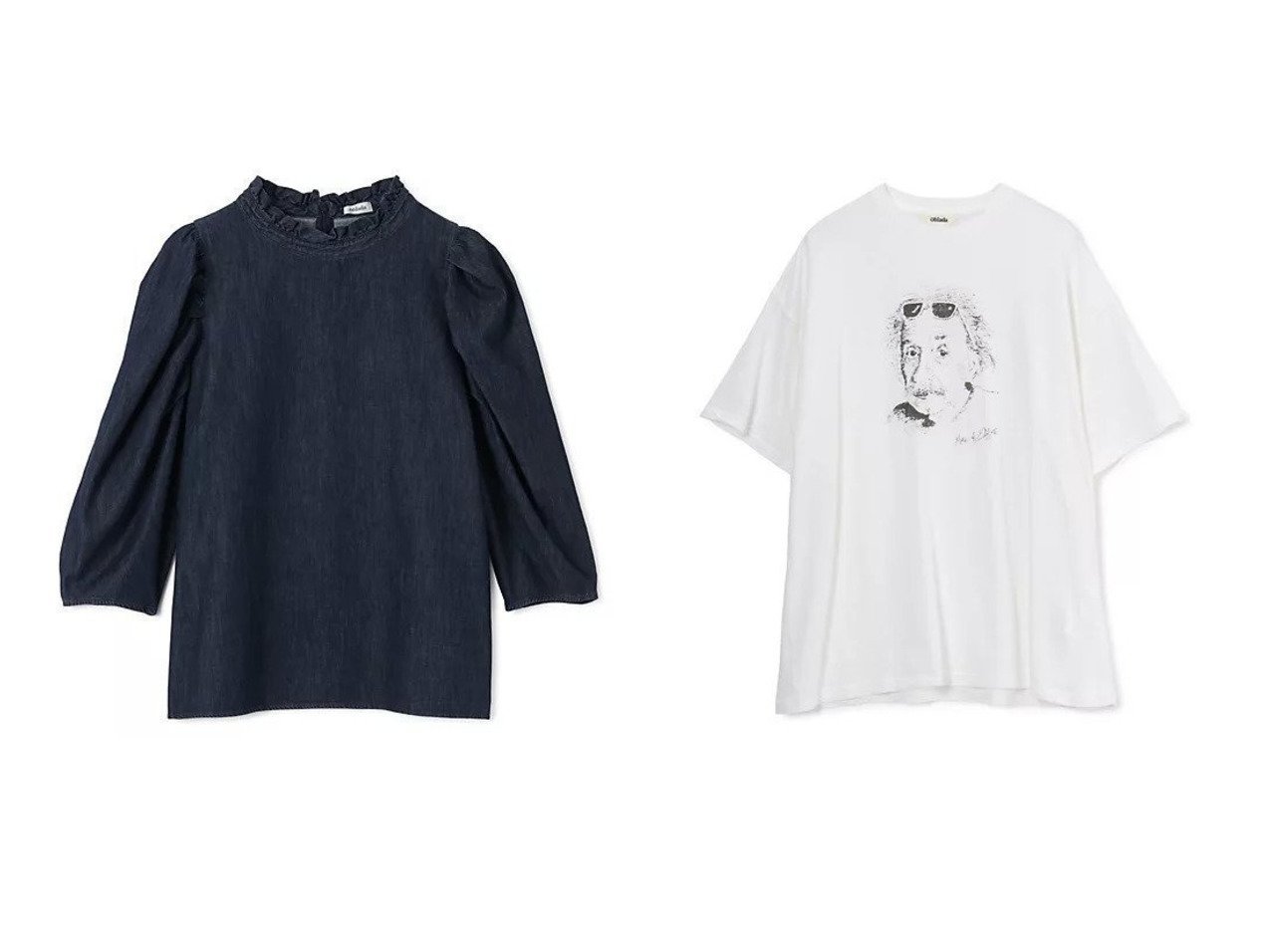 【Oblada/オブラダ】のUNCLE TEE&DENIM SHIRRING BLOUSE おすすめ人気トレンドファッション通販アイテム インテリア・キッズ・メンズ・レディースファッション・服の通販 founy(ファニー) 　ファッション　Fashion　レディースファッション　Fashion for Women　スリーブ　Sleeve, Long Sleeve / Short Sleeve　デニム　Denim, Jeans Material　フリル　Frill, Ruffle　洗える　Machine Washable　ブルー系　Blue　ホワイト系　White　|ID:crp329100000227226